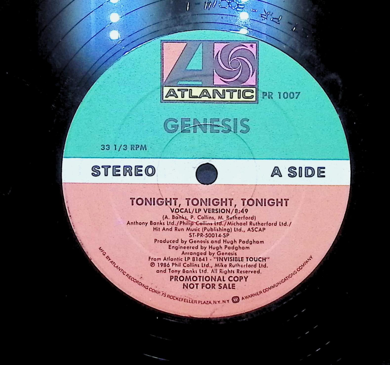 Genesis Tonight, Tonight, Tonight 1987 LP Rock Side A & B  — image 2
