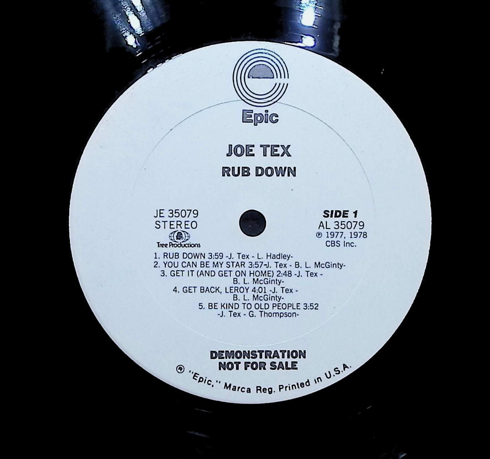 Joe Tex Rub Down 1978 LP Funk / Soul Side 1 & 2  — image 2