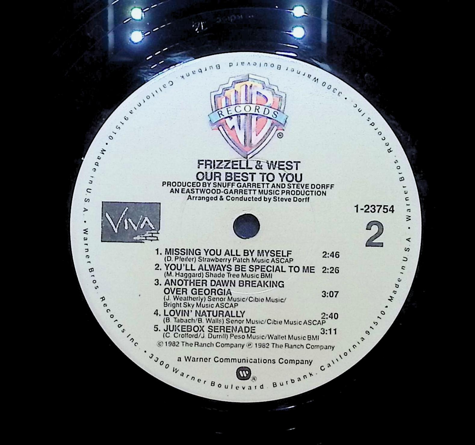 David Frizzell & Shelly West Our Best To You 1982 LP Folk, World, & Country  — image 2
