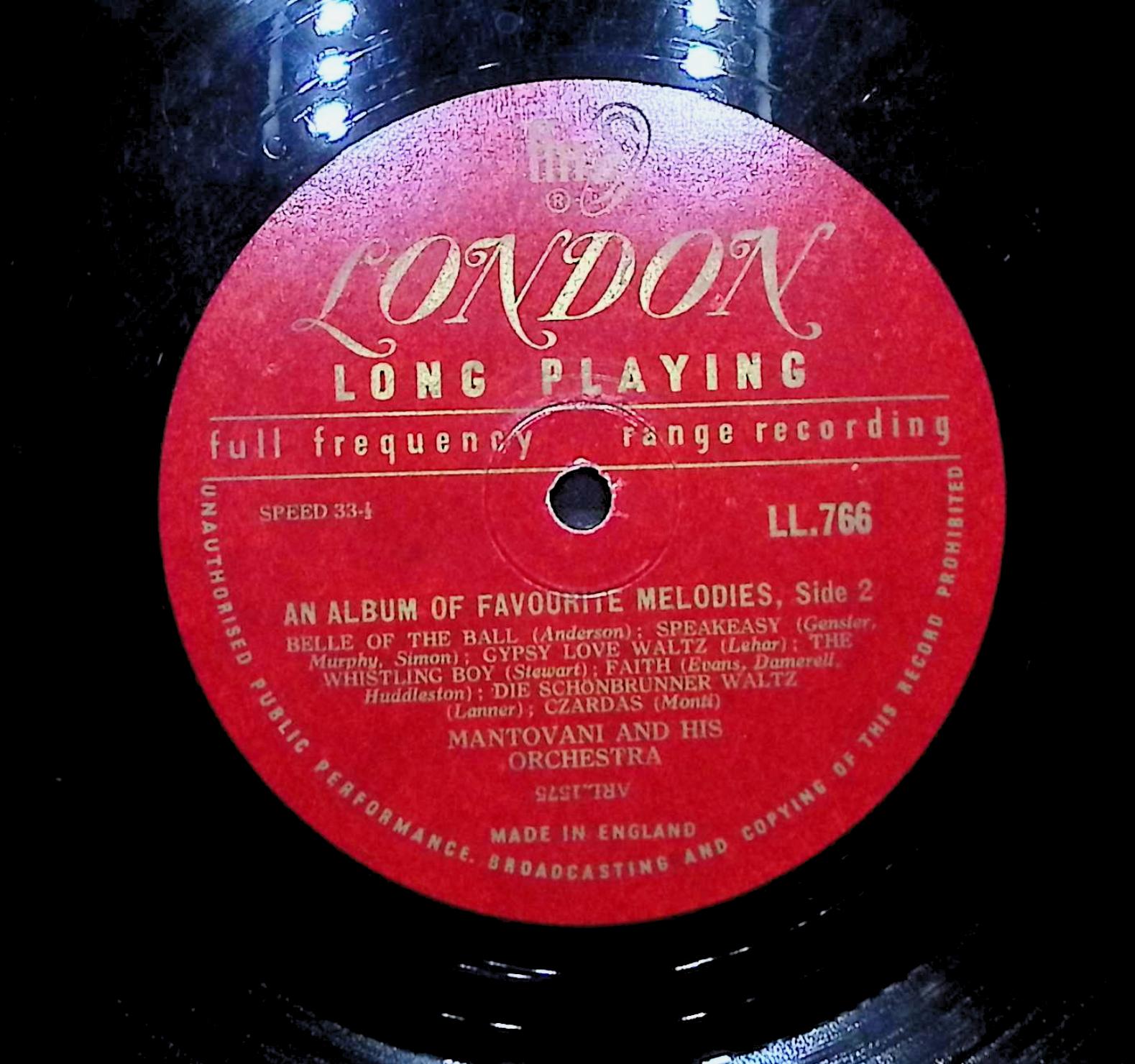 Mantovani And His Orchestra Some Enchanted Evening LP Jazz Side 1 & 2  — image 2