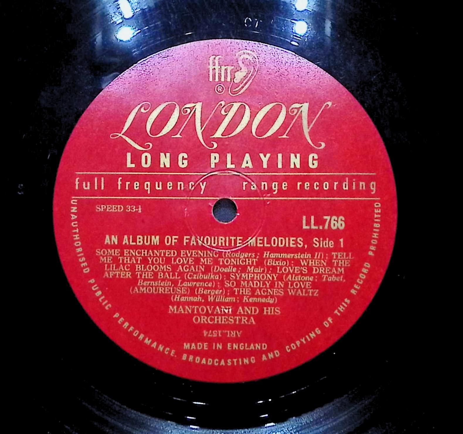 Mantovani And His Orchestra Some Enchanted Evening LP Jazz Side 1 & 2  — image 4