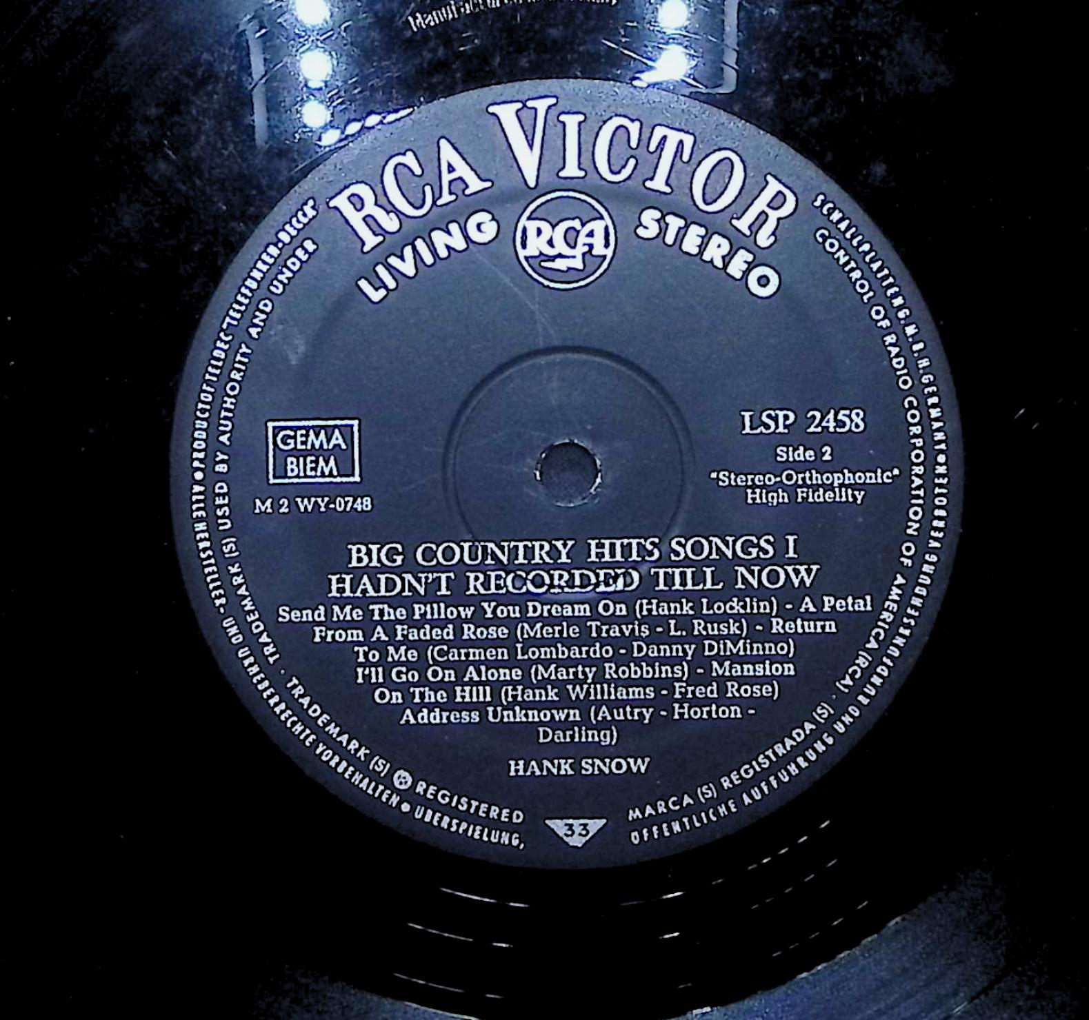 Hank Snow Big Country Hits (Songs I Hadn't Recorded Till Now) 1961 LP  — image 2