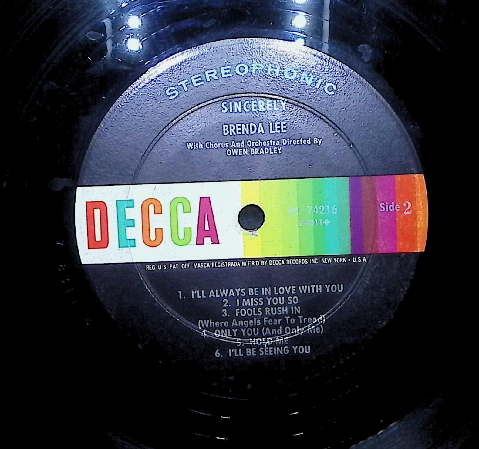 Brenda Lee Sincerely 1962 LP Rock Side 1 & Side 2  — image 2