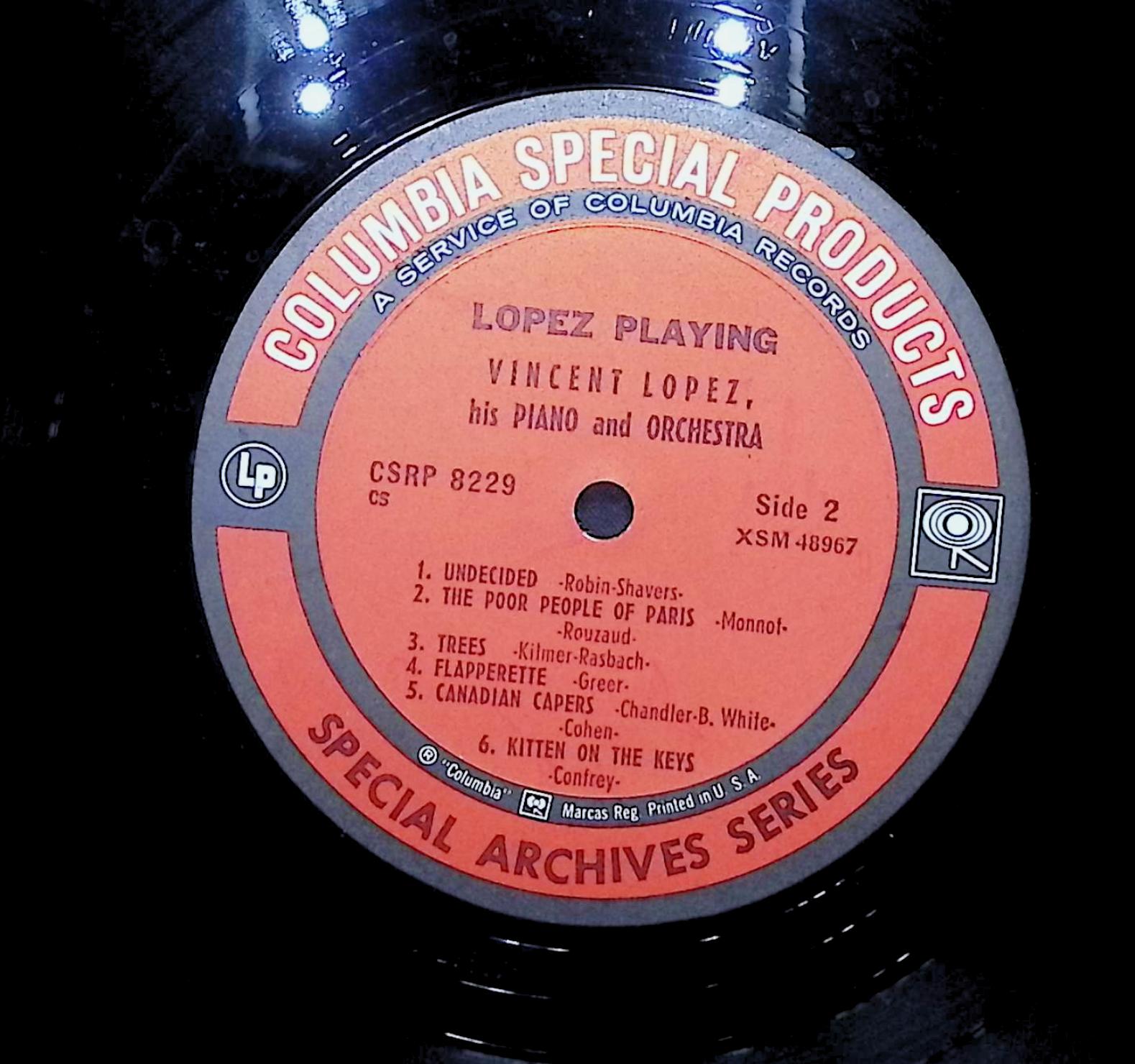 Vincent Lopez And His Orchestra Lopez Playing LP Jazz Side 1 & Side 2  — image 2