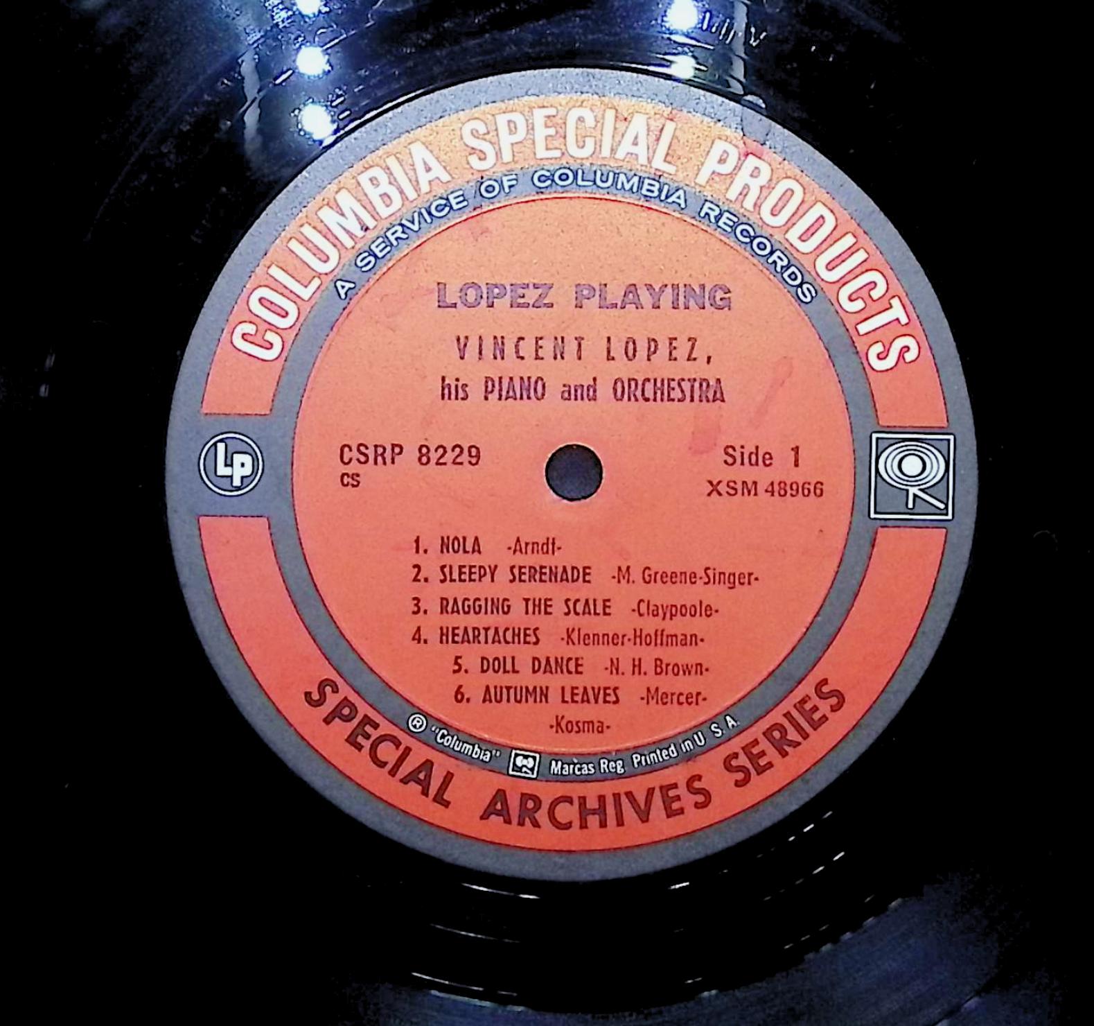 Vincent Lopez And His Orchestra Lopez Playing LP Jazz Side 1 & Side 2  — image 4