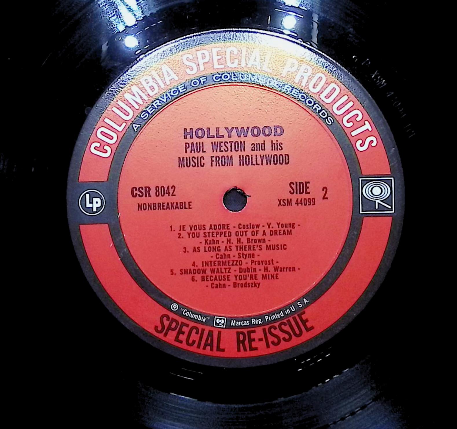 Paul Weston And His Orchestra Hollywood LP Jazz Side 1 & 2 — image 2