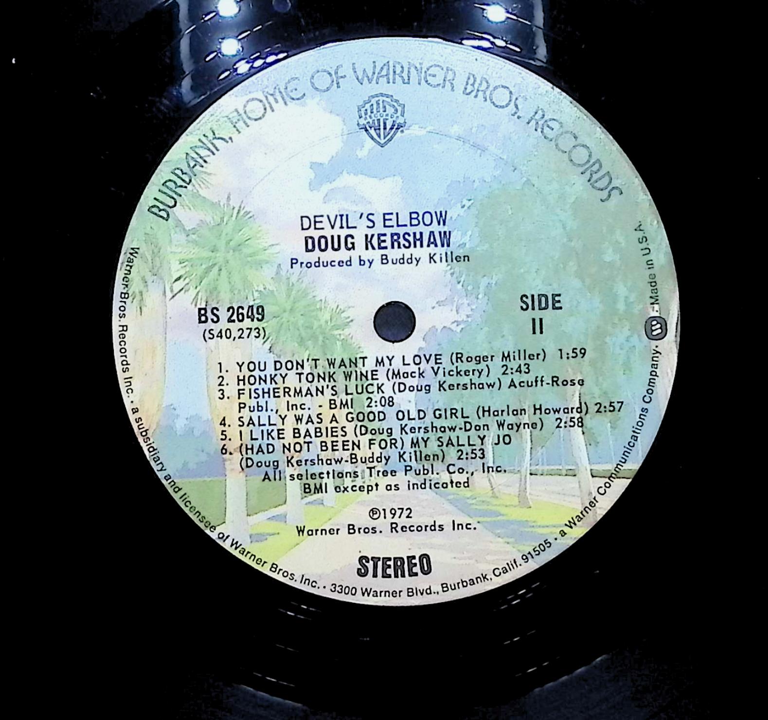 Doug Kershaw Devil's Elbow 1972 LP Folk, World, & Country Side I & II  — image 2