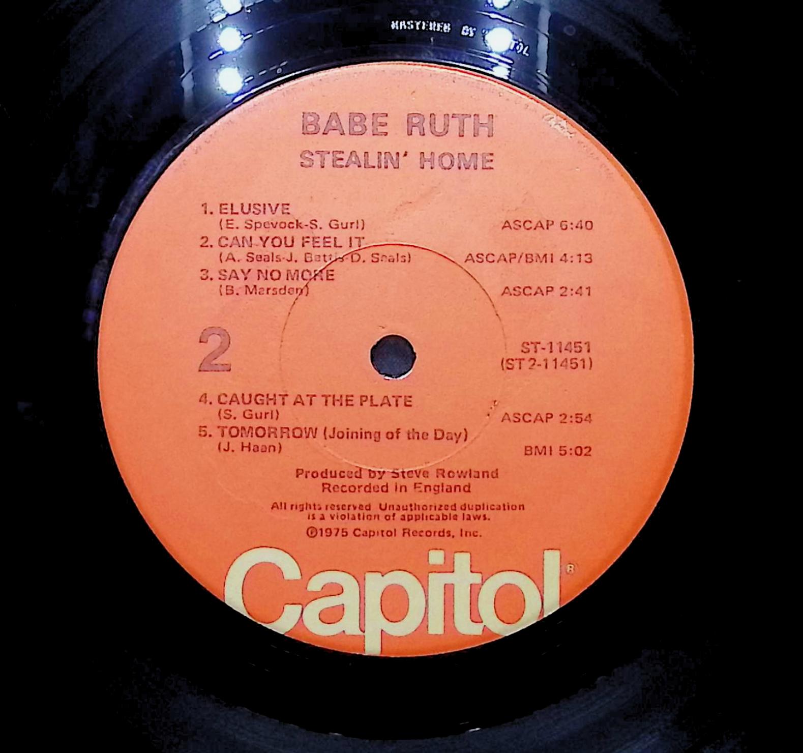 Babe Ruth Stealin' Home 1975 LP Rock Side 1 & 2  — image 2