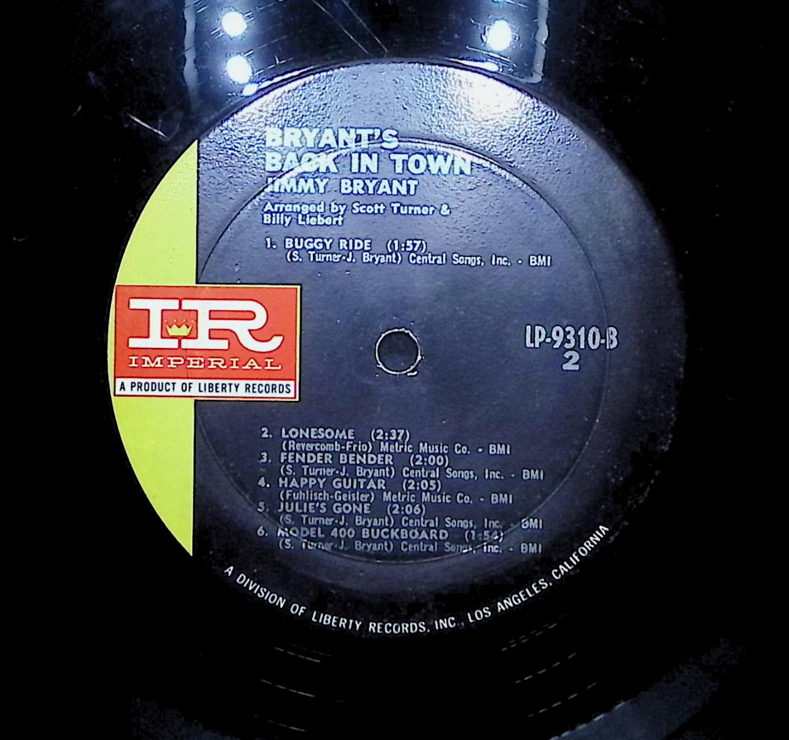 Jimmy Bryant Bryant's Back In Town 1966 LP Folk, World, & Country Side A & B — image 2