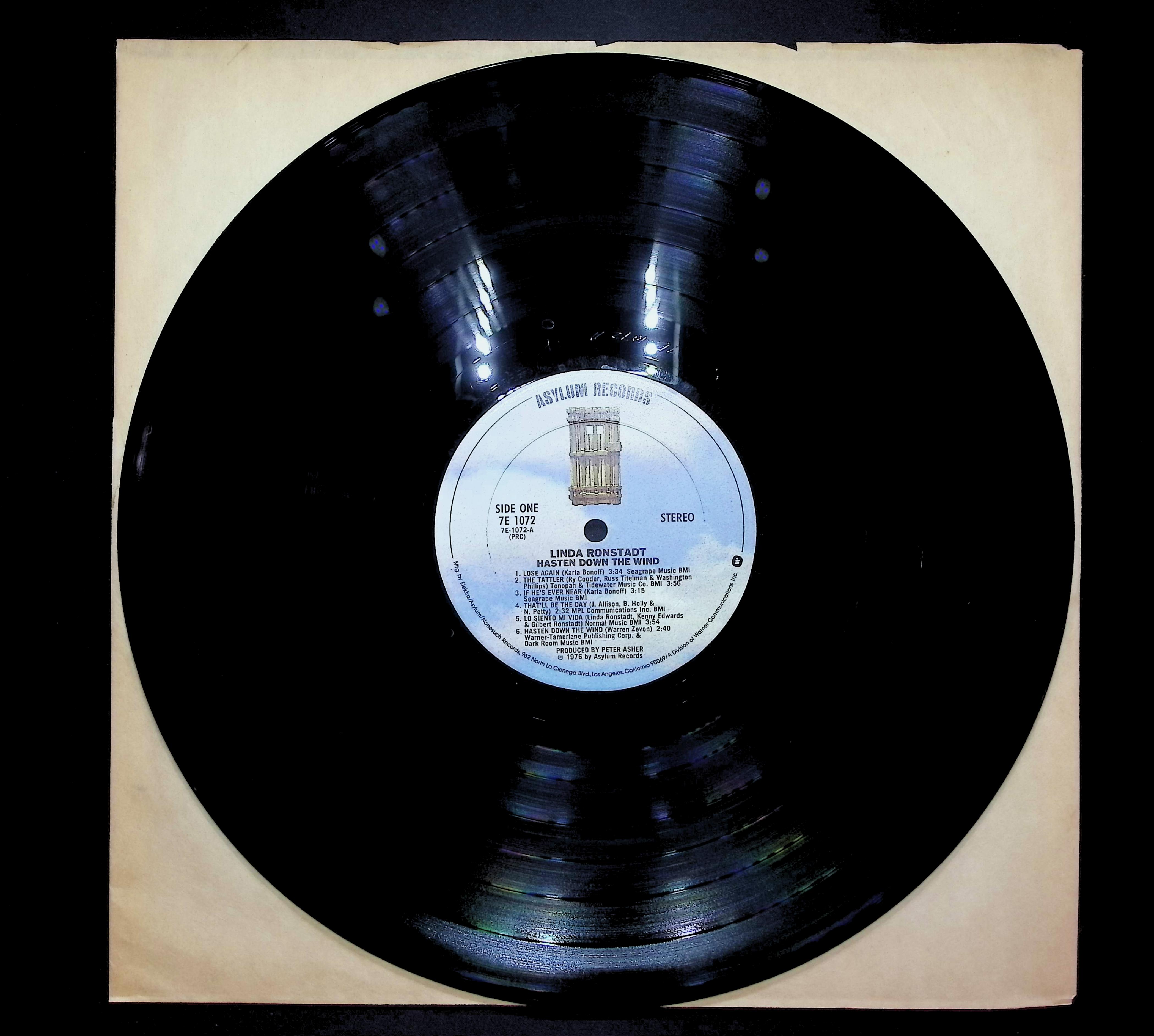 Linda Ronstadt Hasten Down The Wind 1976 LP Rock Side One & Two