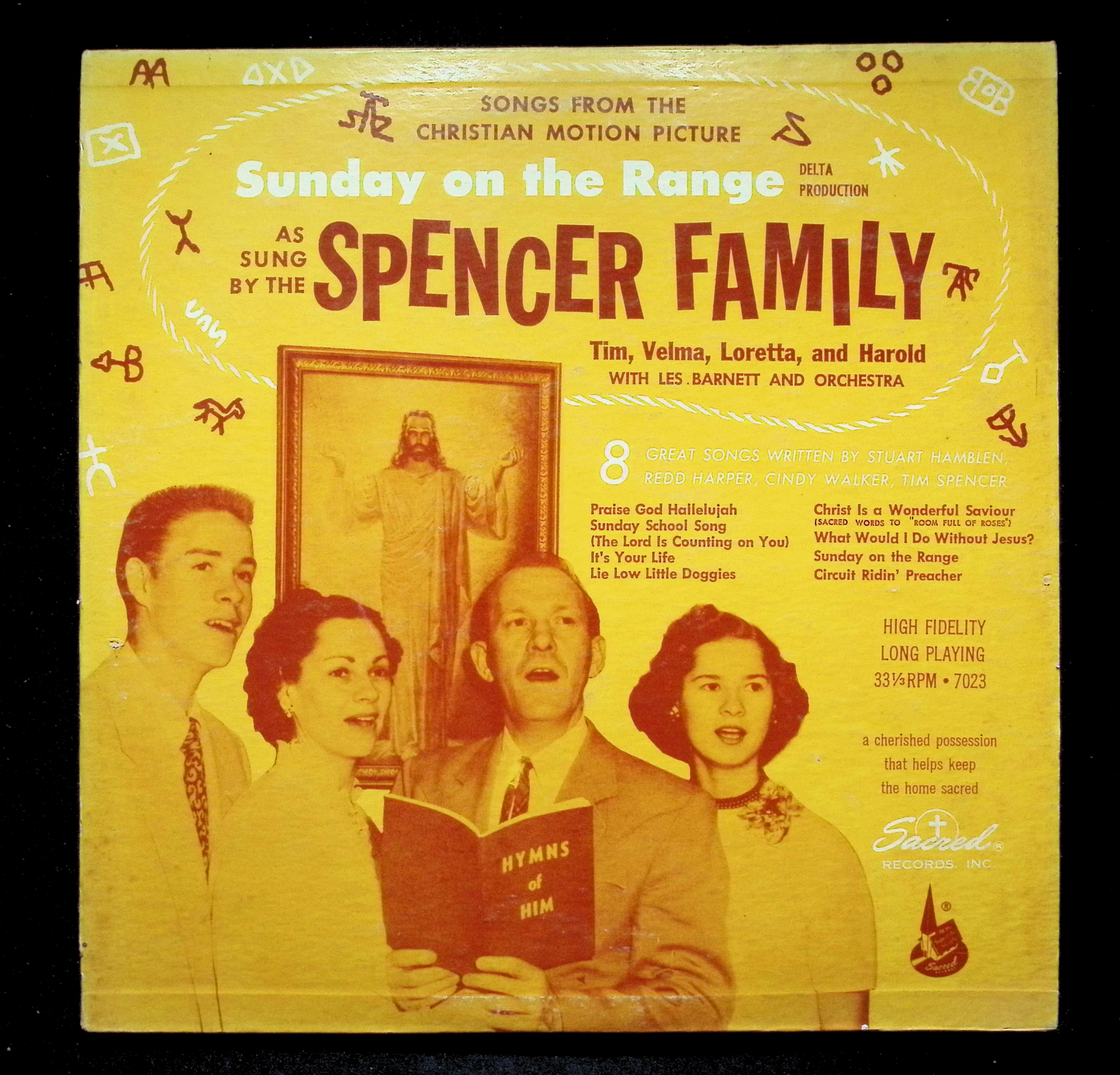 The Spencers Songs From Sunday On The Range 10" LP LP 7023 Folk Gospel/Red color