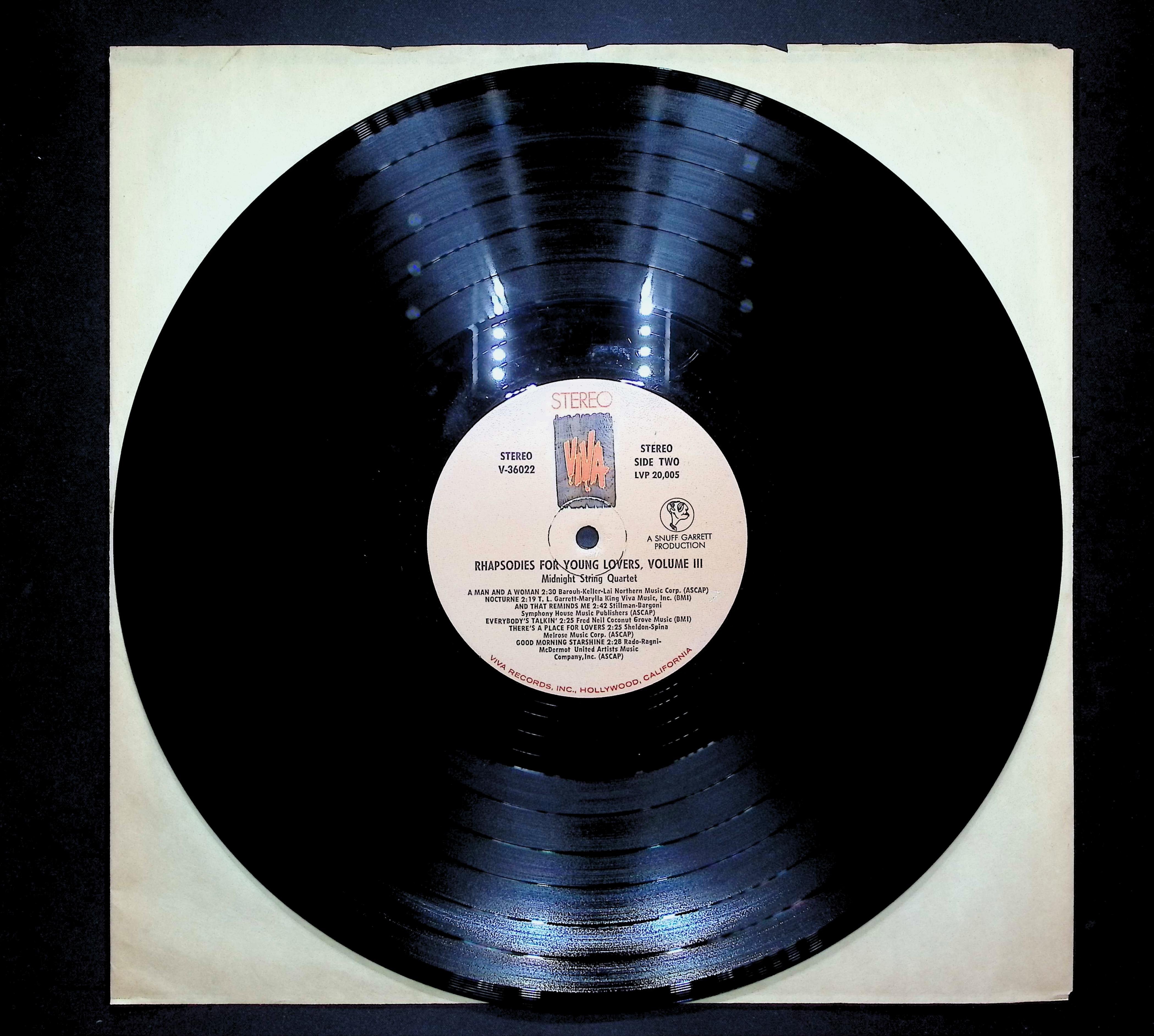 Midnight String Quartet Rhapsodies For Young Lovers Volume Three 1968 LP Jazz