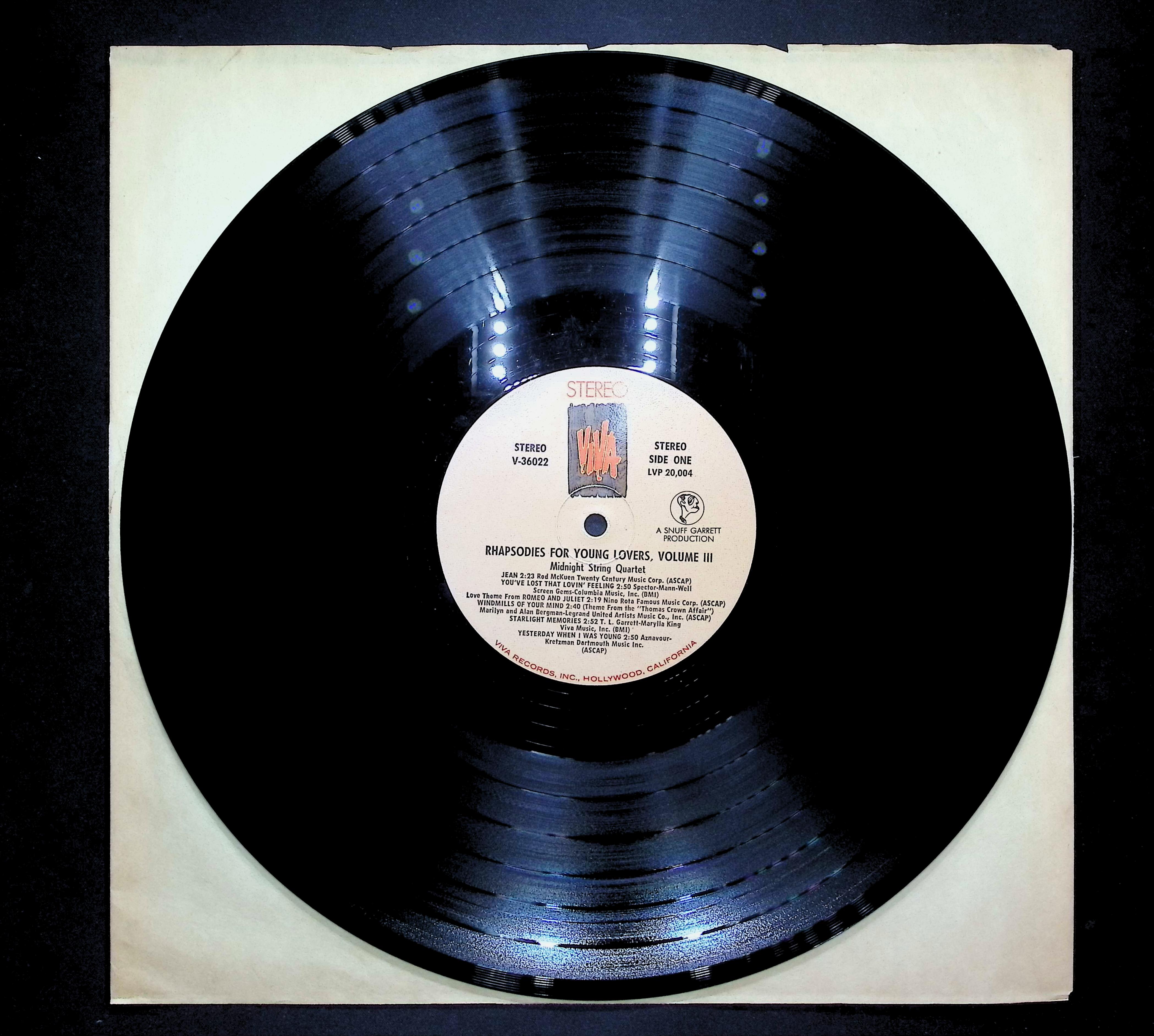 Midnight String Quartet Rhapsodies For Young Lovers Volume Three 1968 LP Jazz — image 3