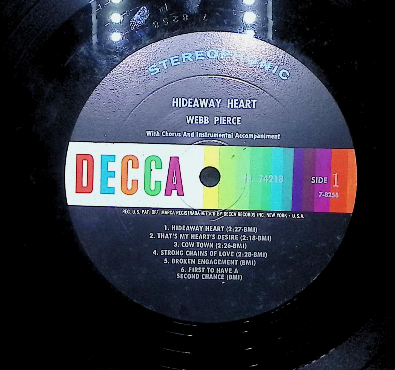 Webb Pierce Hideaway Heart 1962 LP Folk, World, & Country — image 4