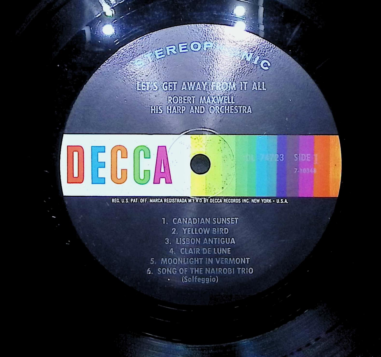 Robert Maxwell, His Harp And Orchestra Let's Get Away From It All 1966 LP Jazz  — image 2