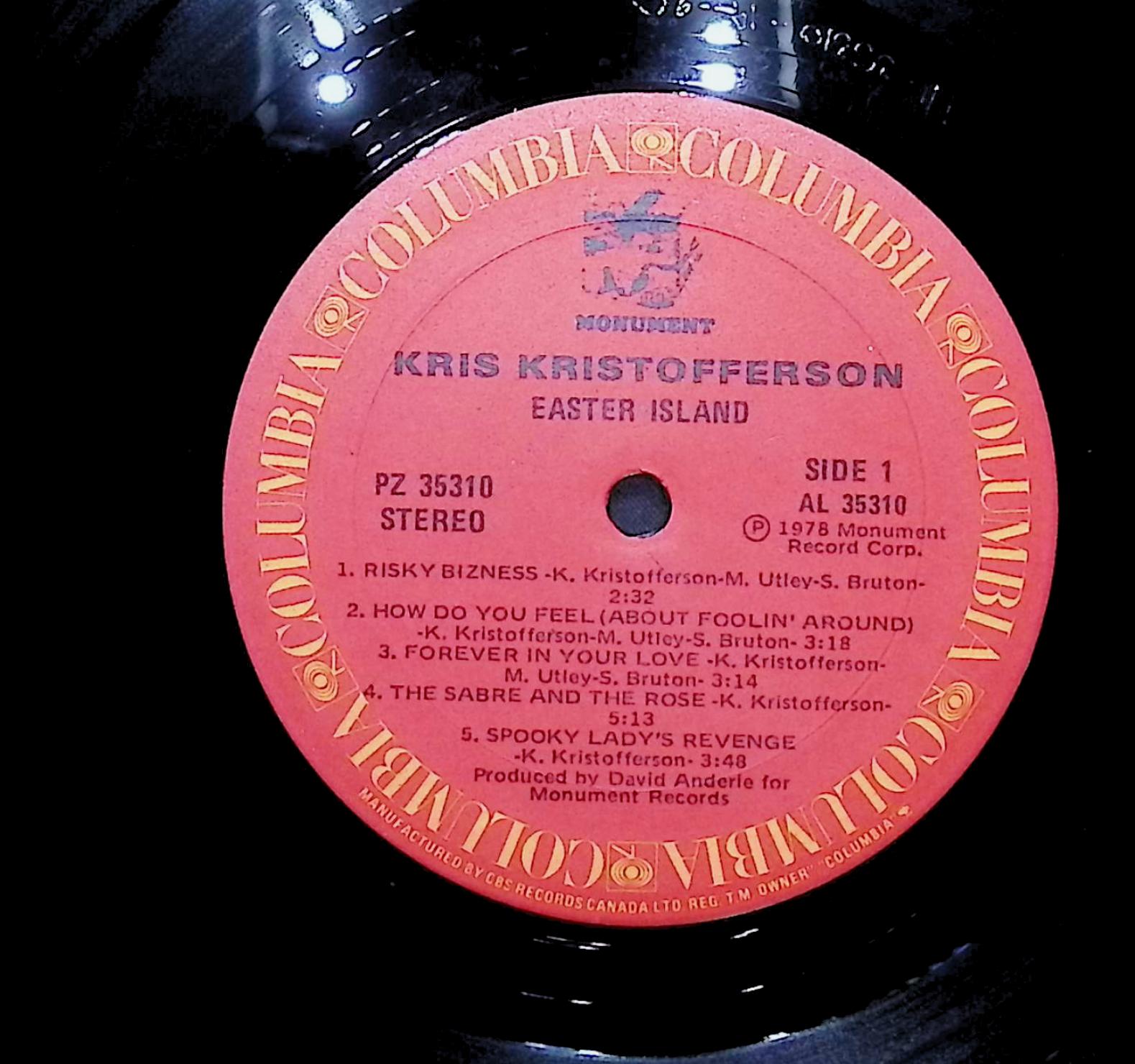 Kris Kristofferson Easter Island 1978 LP Folk, World, & Country Side 1 & 2  — image 2