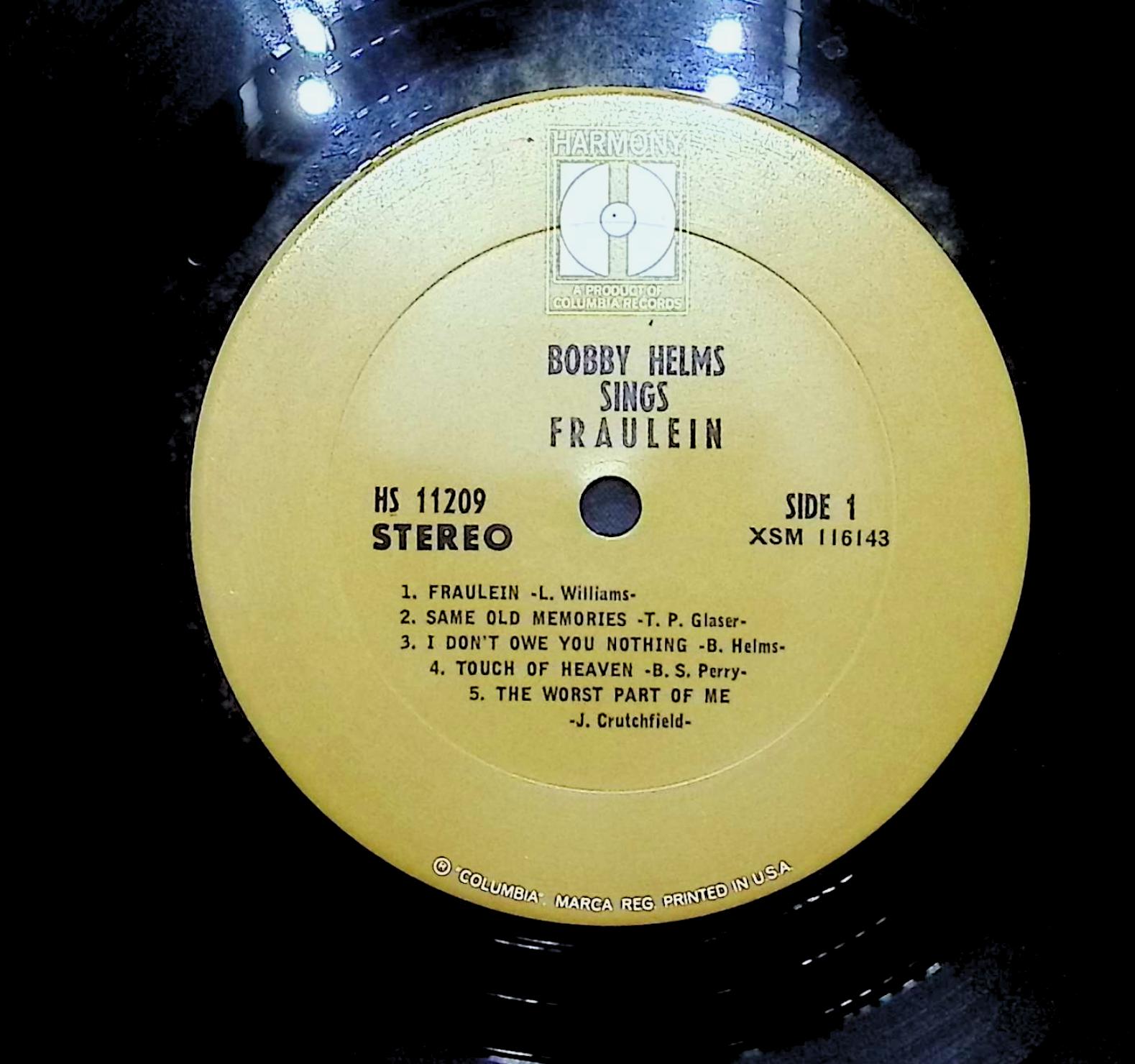 Bobby Helms Sings Fräulein 1967 LP Rock Side 1 & 2 — image 4