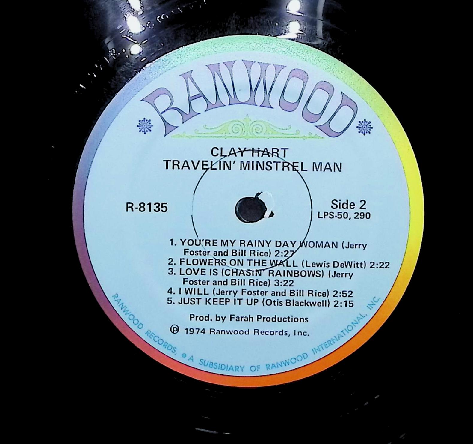 Clay Hart Travelin' Minstrel Man 1974 LP Folk, World, & Country — image 2