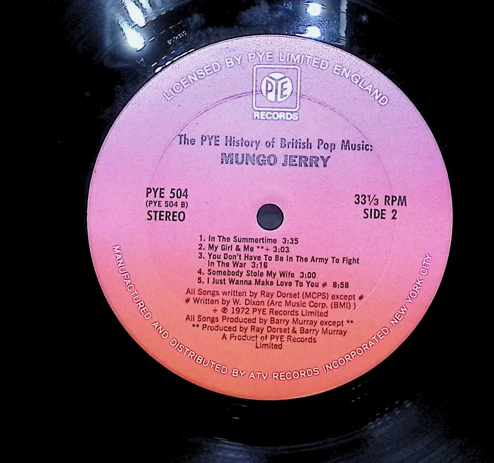 Mungo Jerry 1975 LP Rock Side 1 & 2 — image 2