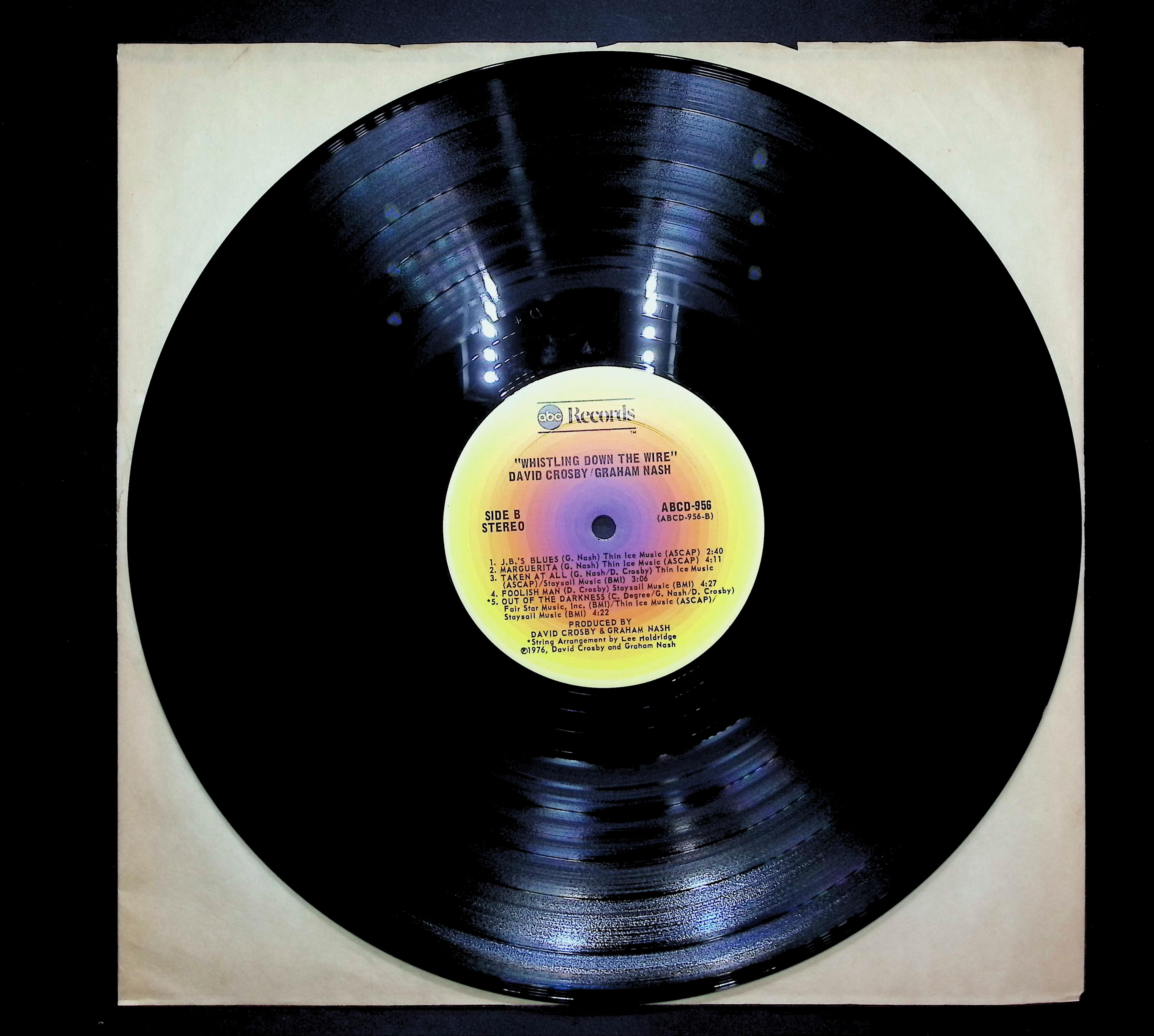 Crosby & Nash Whistling Down The Wire 1976 LP Rock Side A & B — image 3