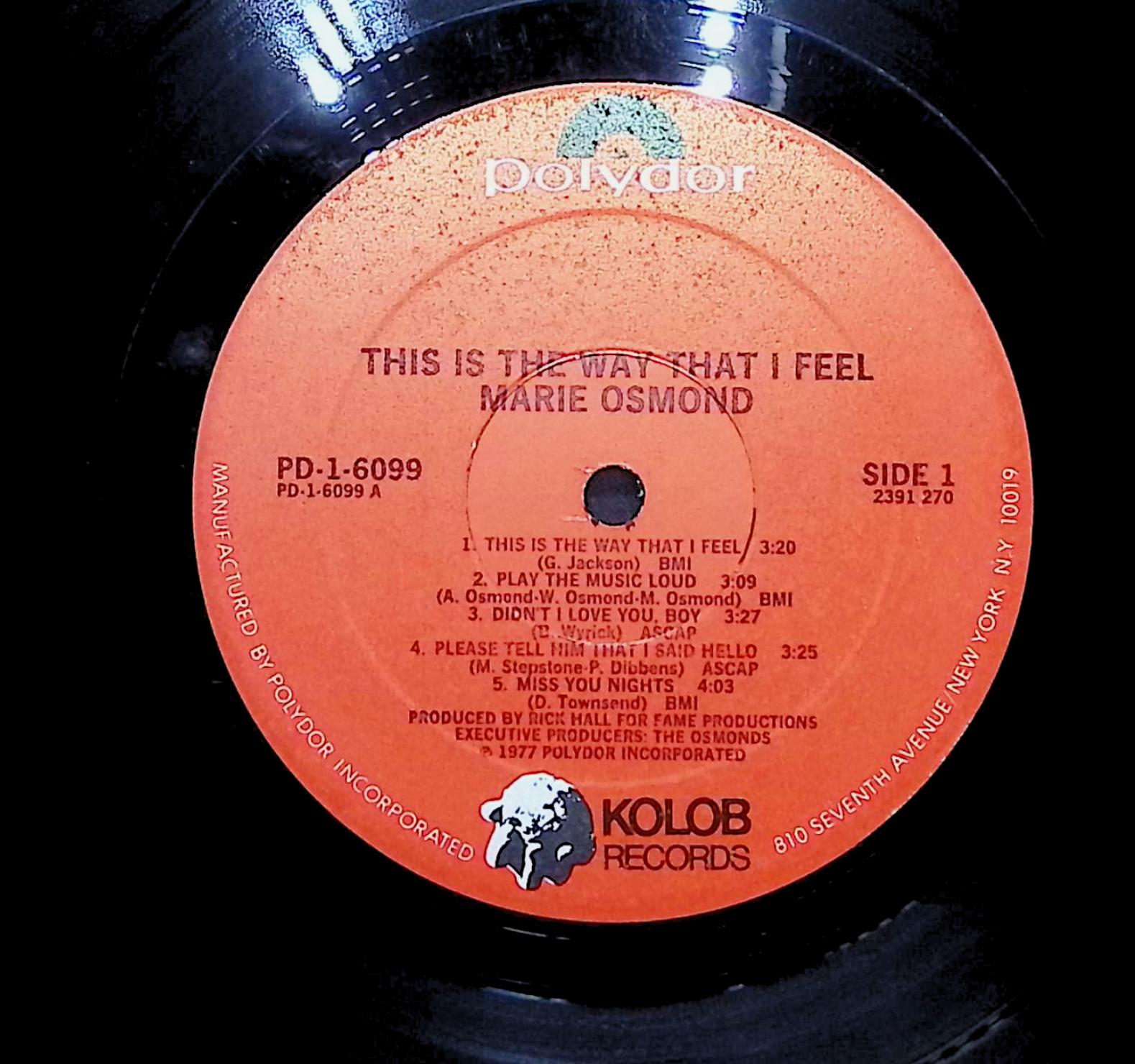 Marie Osmond This Is The Way That I Feel 1977 LP Pop Sides 1 & 2 — image 2
