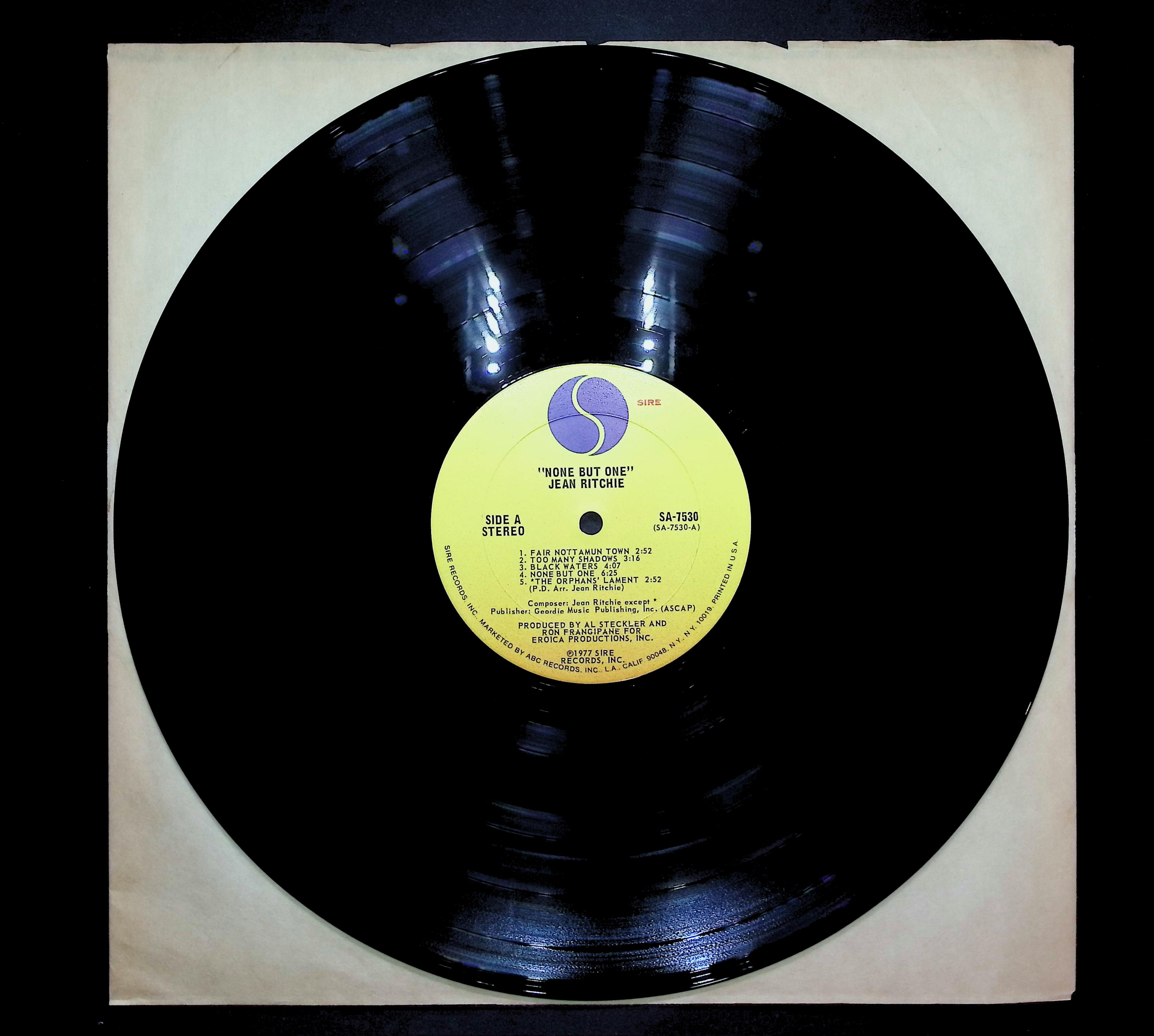 Jean Ritchie None But One 1977 LP Folk, World, & Country Side A & B