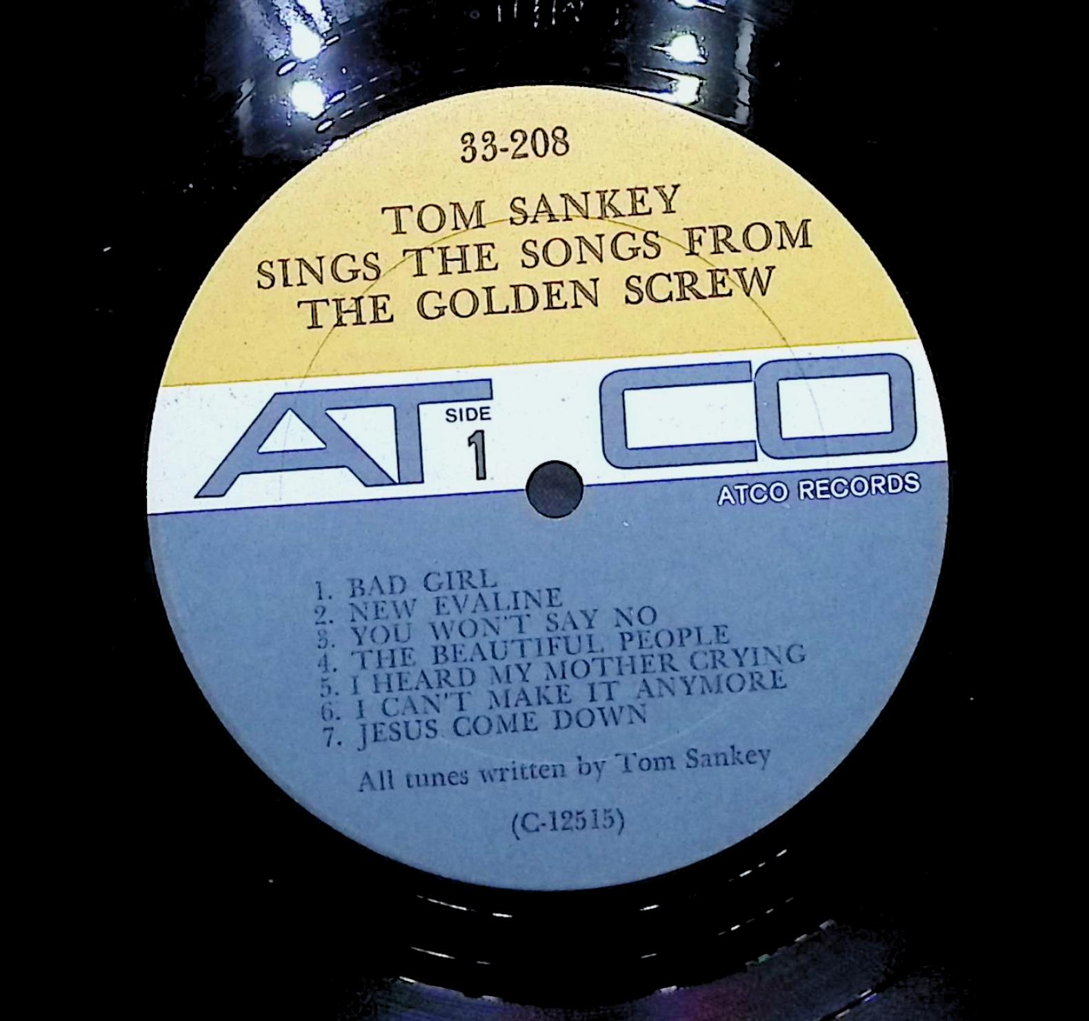 Tom Sankey Sings The Songs From The Golden Screw 1967 LP Rock Side 1 & 2 — image 2