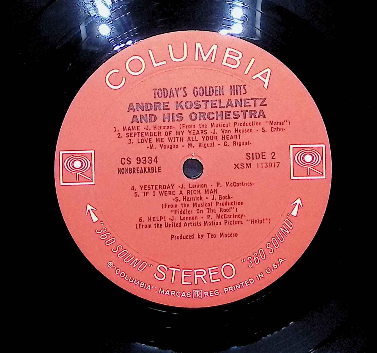 André Kostelanetz And His Orchestra Today's Golden Hits 1966 LP Pop — image 2