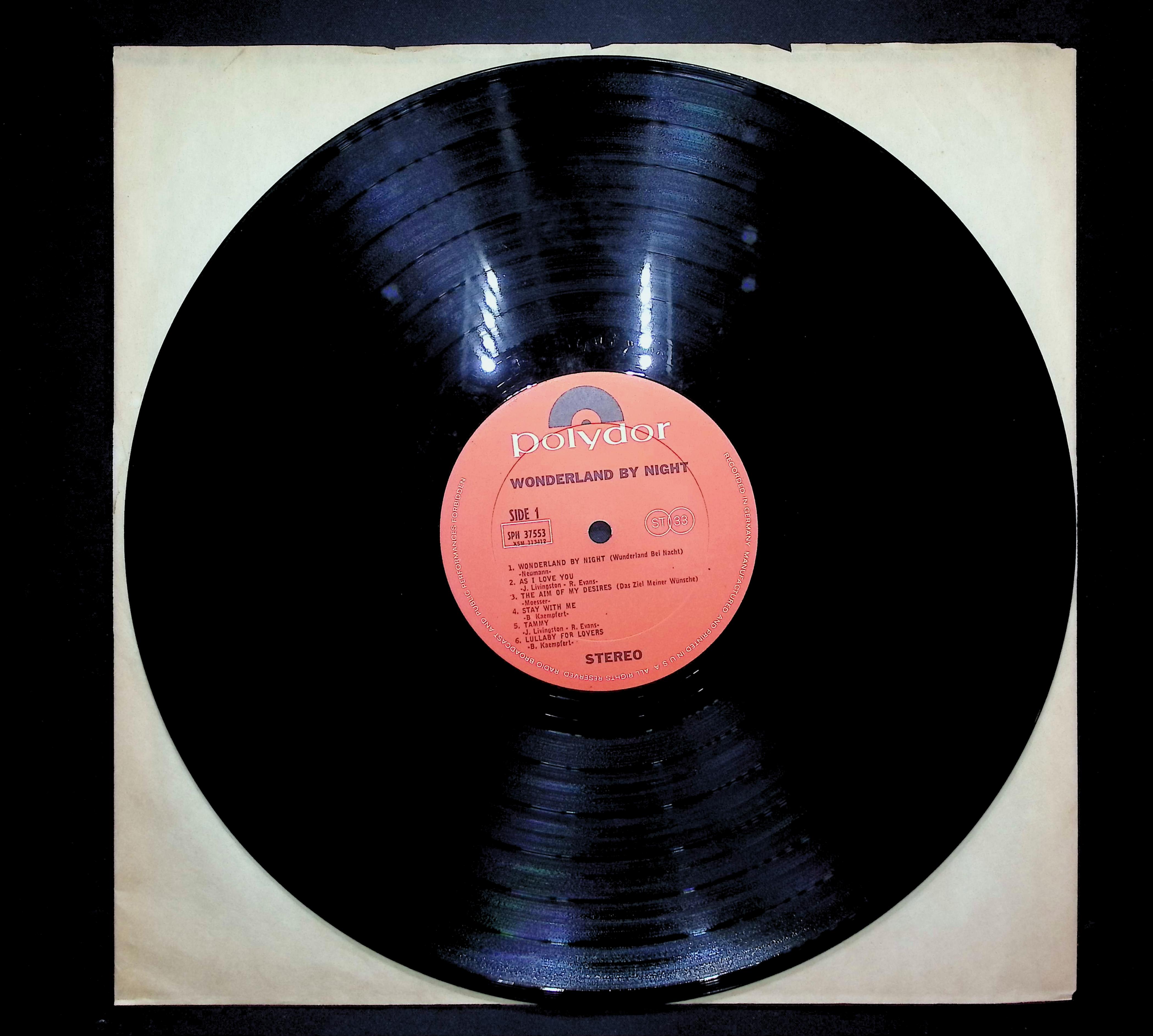 Bert Kaempfert & His Orchestra Wonderland By Night LP Jazz Side 1 & 2 LP — image 3