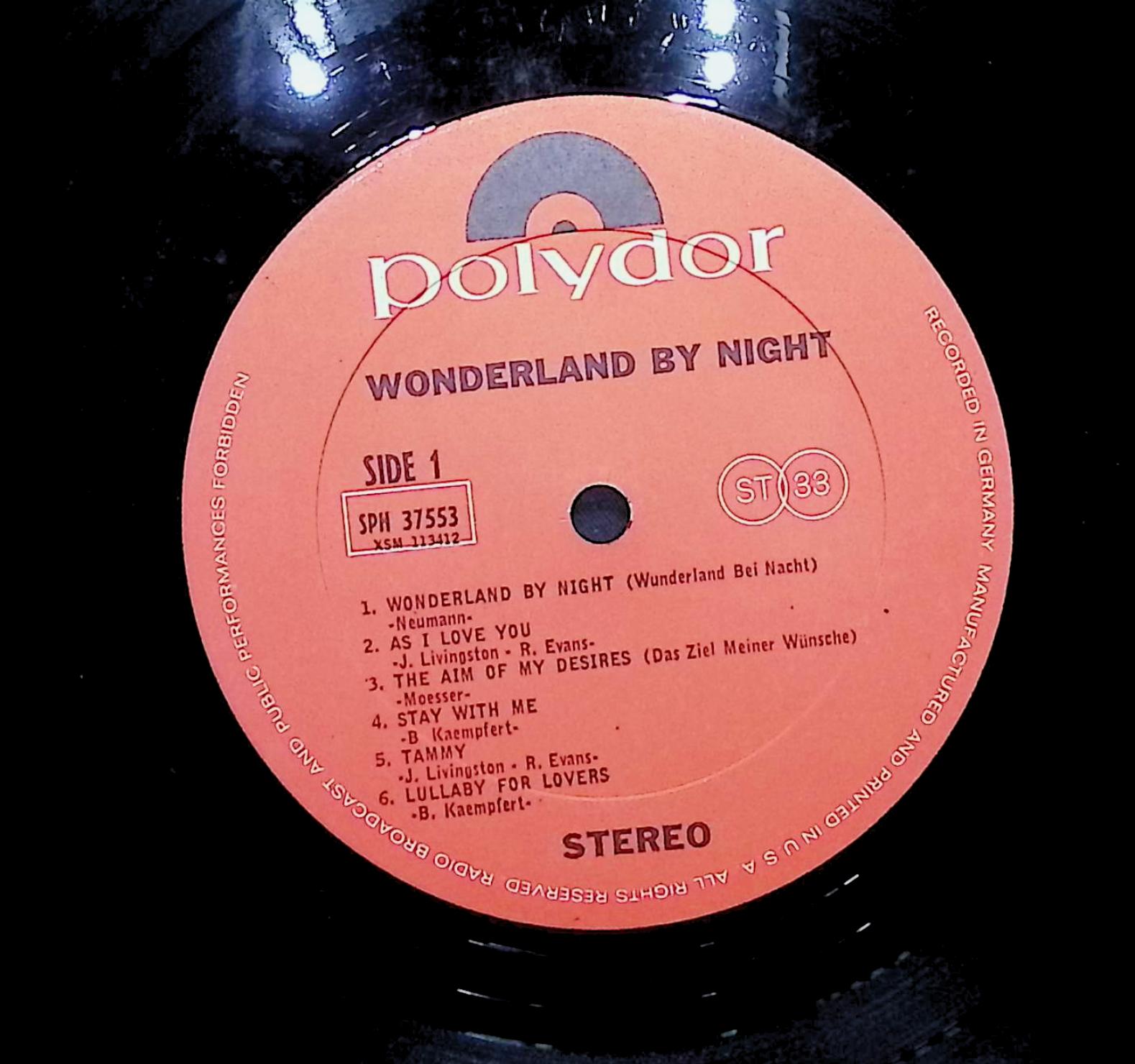Bert Kaempfert & His Orchestra Wonderland By Night LP Jazz Side 1 & 2 LP — image 4