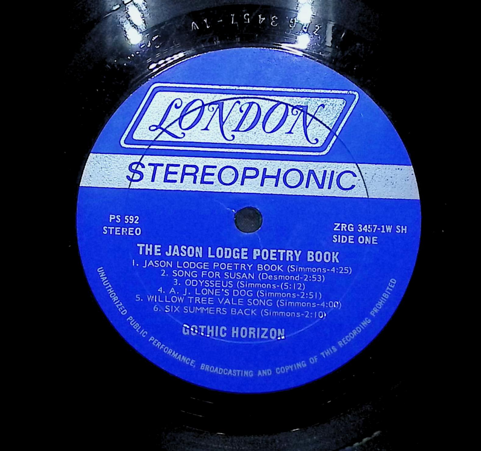 Gothic Horizon The Jason Lodge Poetry Book 1971 LP Rock Side One & Two — image 2
