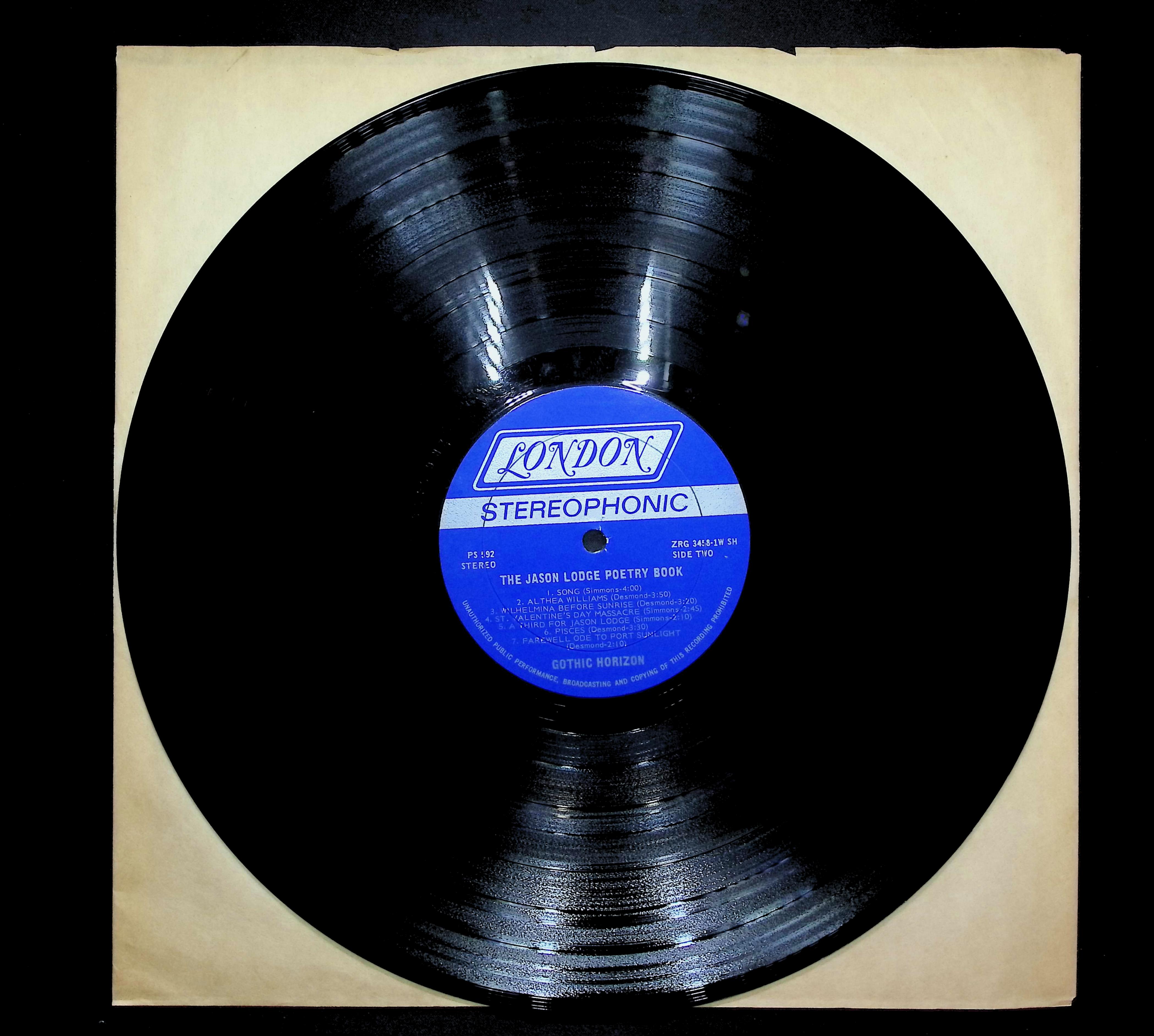 Gothic Horizon The Jason Lodge Poetry Book 1971 LP Rock Side One & Two — image 3