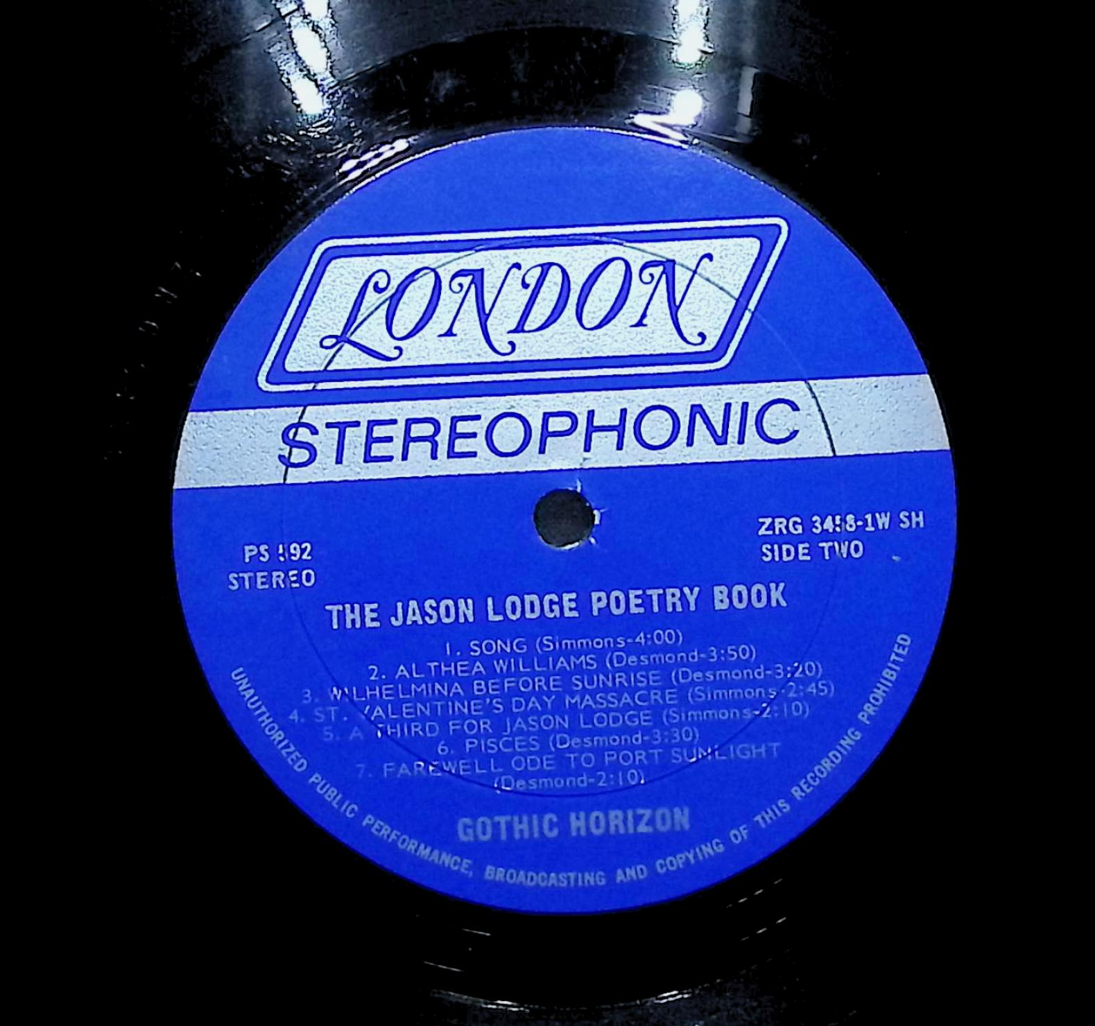 Gothic Horizon The Jason Lodge Poetry Book 1971 LP Rock Side One & Two — image 4
