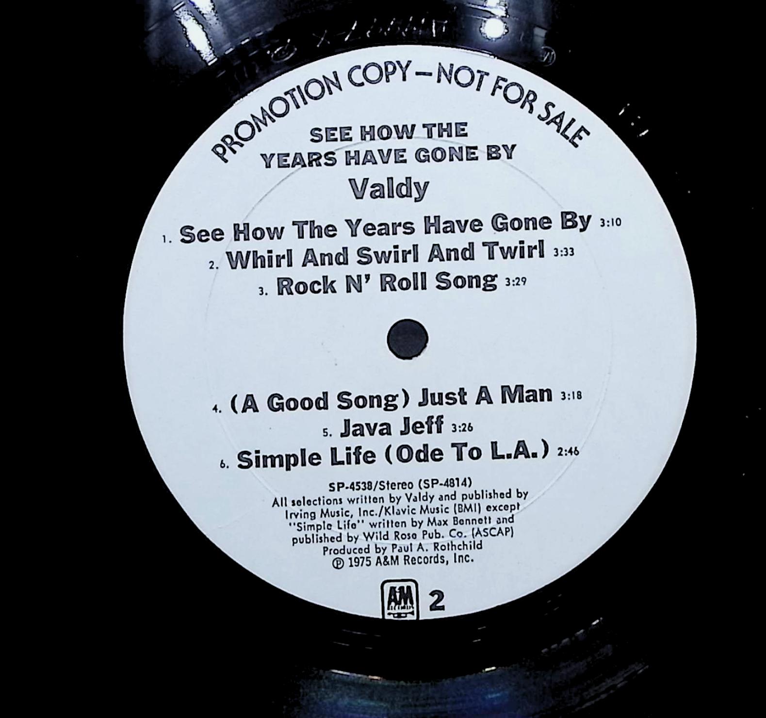 Valdy See How The Years Have Gone By 1975 LP Rock Side 1 & 2 — image 2