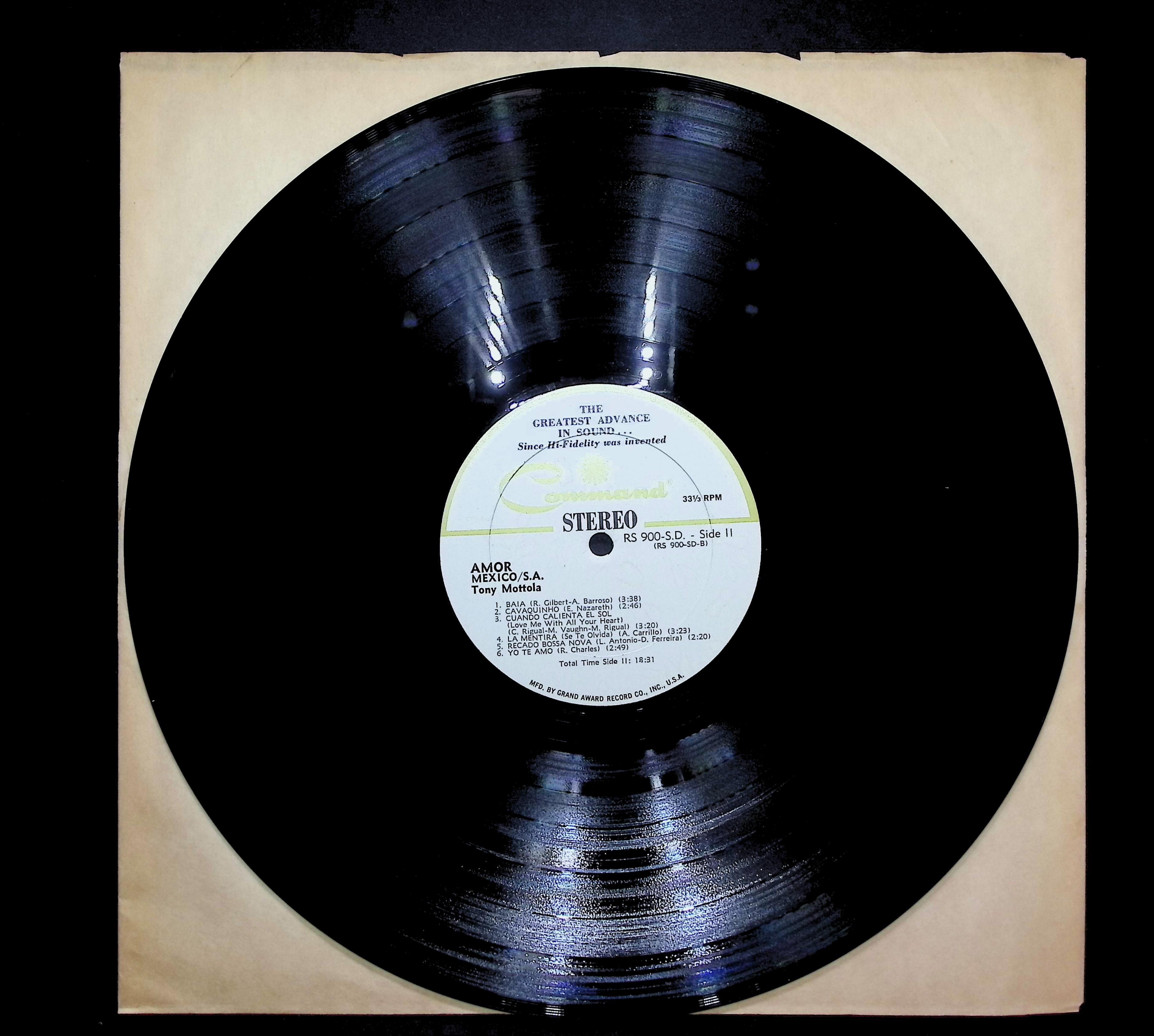 Tony Mottola Amor Mexico / S.A. 1966 LP Jazz Side I & II 1966 LP Jazz