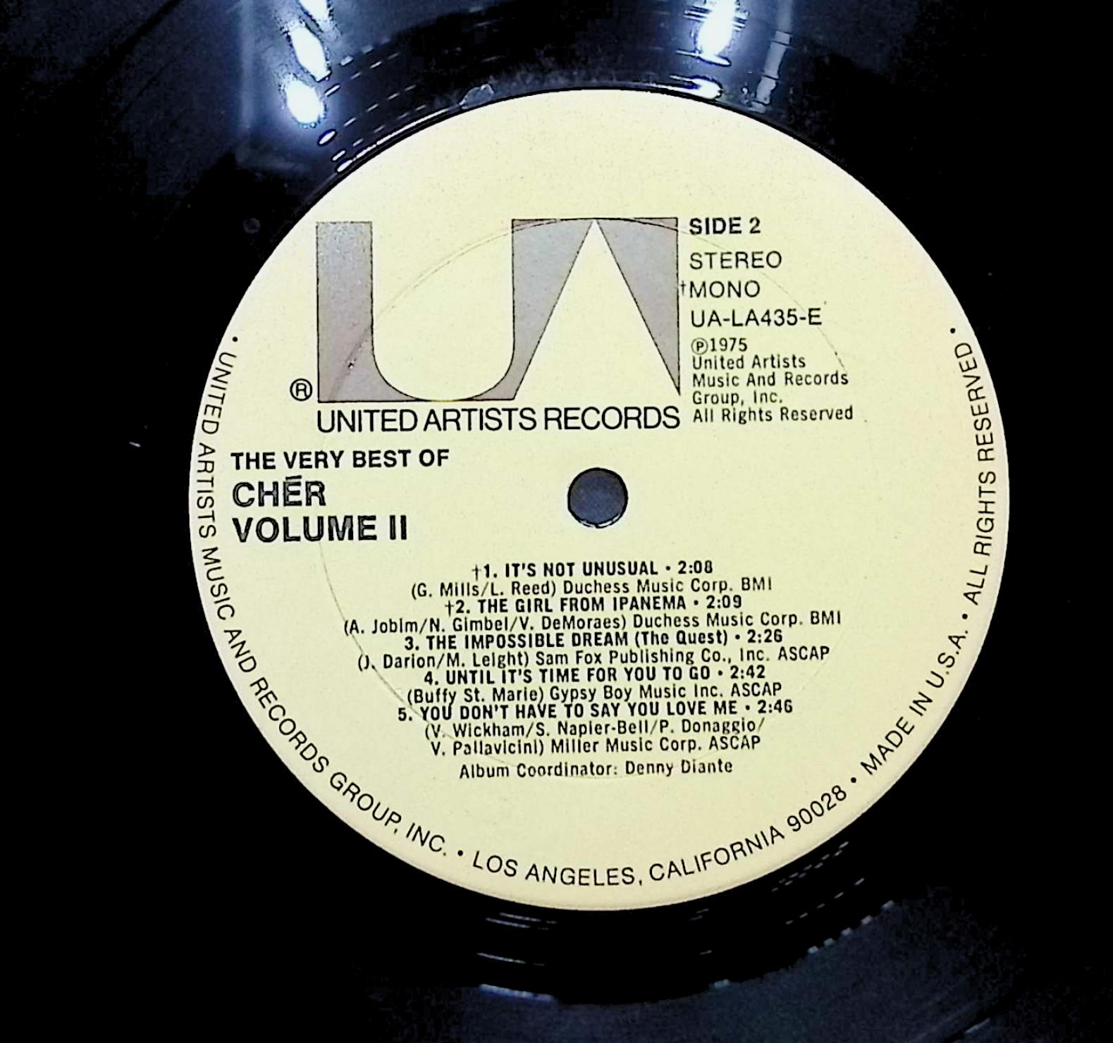 Cher The Very Best Of Cher Vol. 2 1975 LP Rock Sides 1 & 2 — image 2
