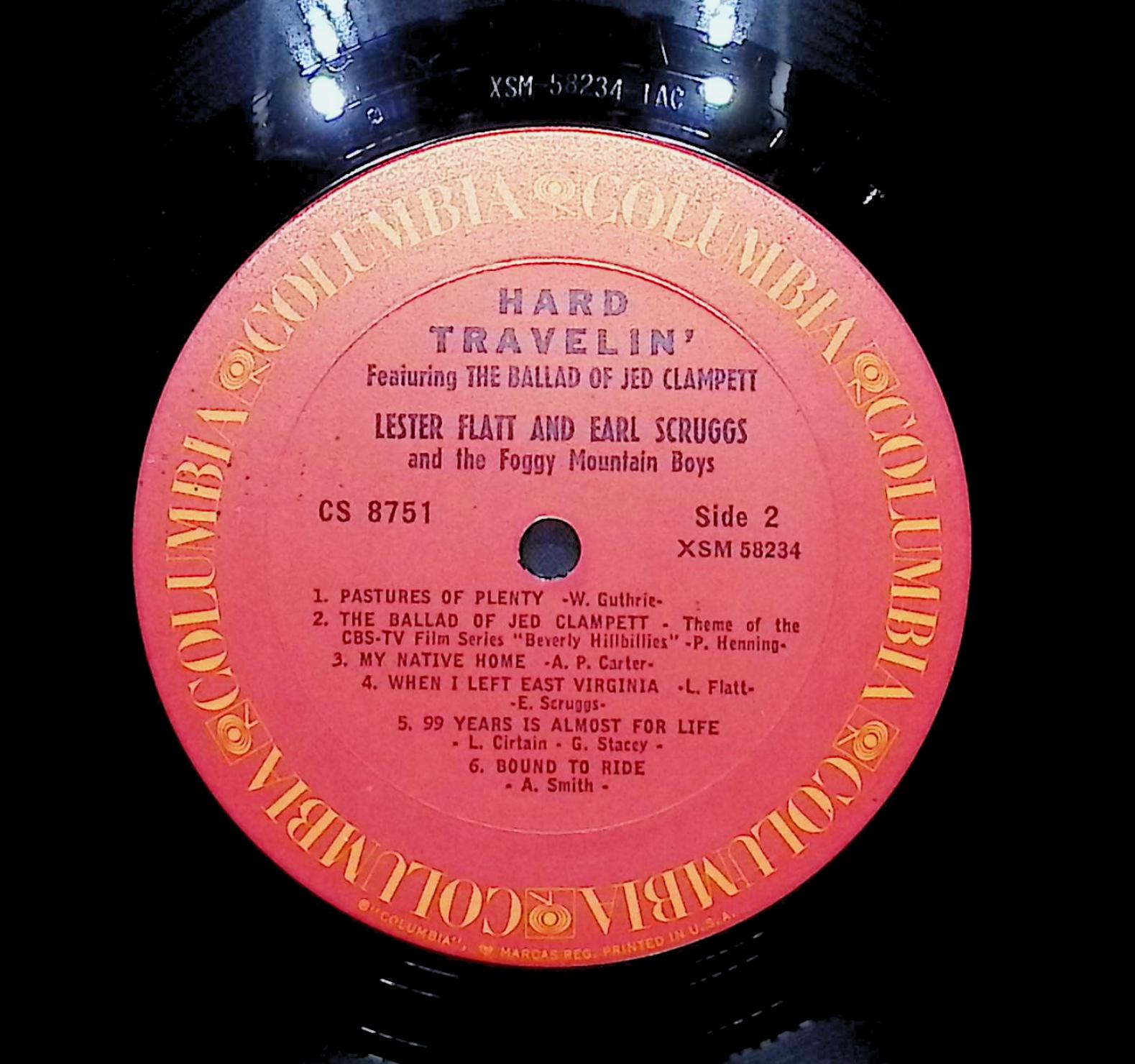 Flatt & Scruggs Hard Travelin' 1963 LP Folk, World, & Country Side 1 & 2 — image 2