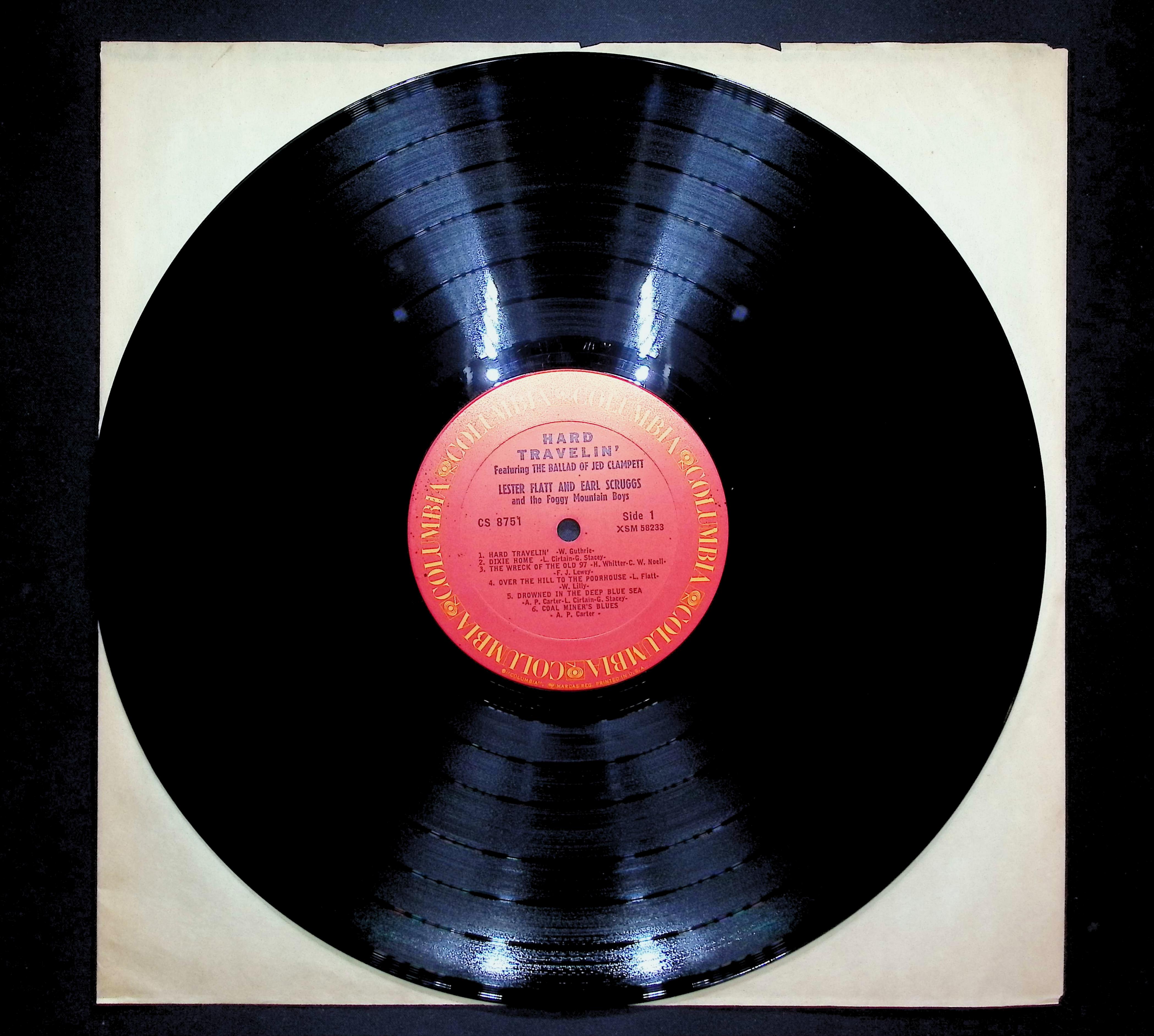 Flatt & Scruggs Hard Travelin' 1963 LP Folk, World, & Country Side 1 & 2 — image 3