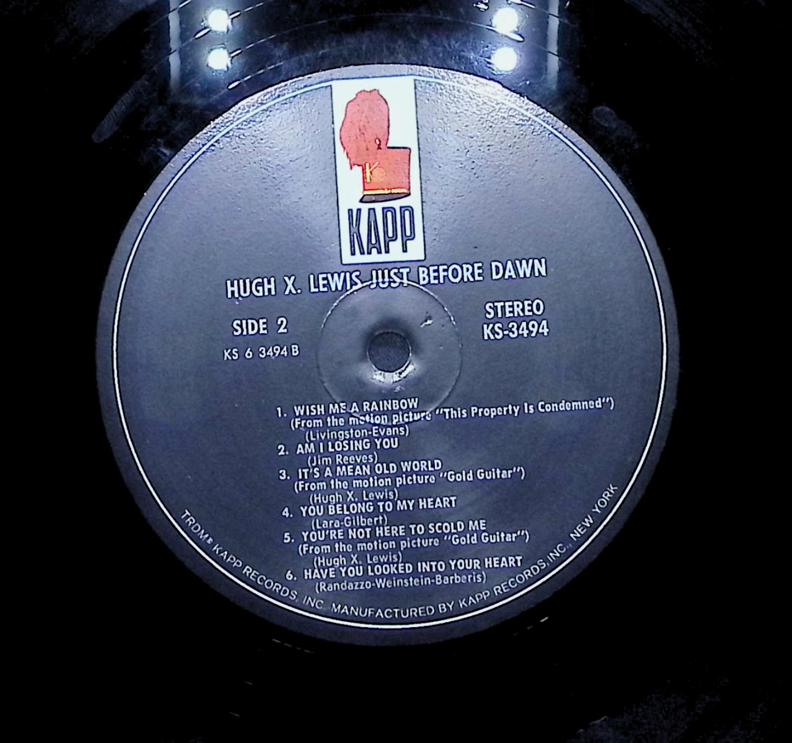 Hugh X. Lewis Just Before Dawn 1966 LP Folk, World, & Country Side 1 & 2  — image 2