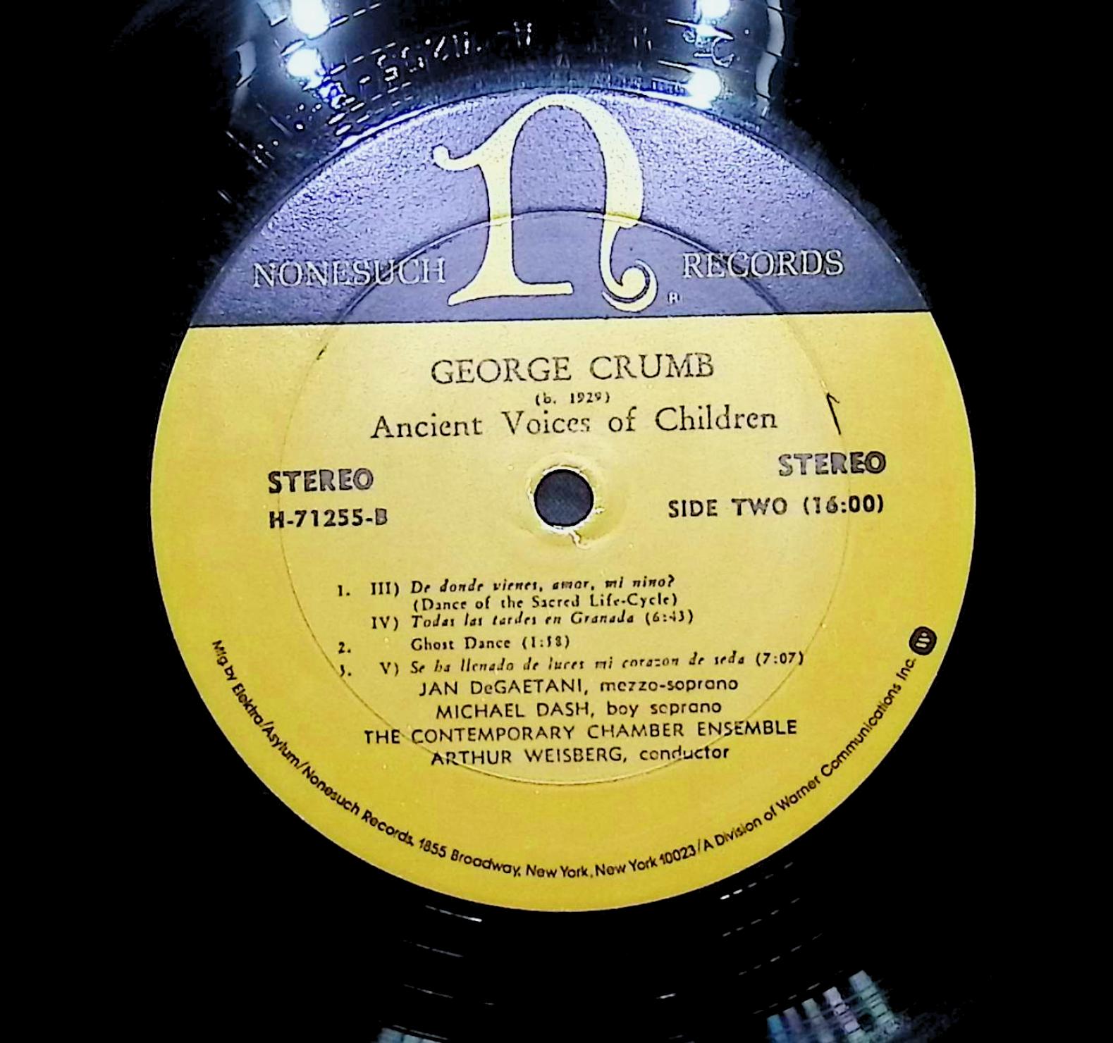 George Crumb Ancient Voices Of Children 1971 LP Classical Side One & Two  — image 2