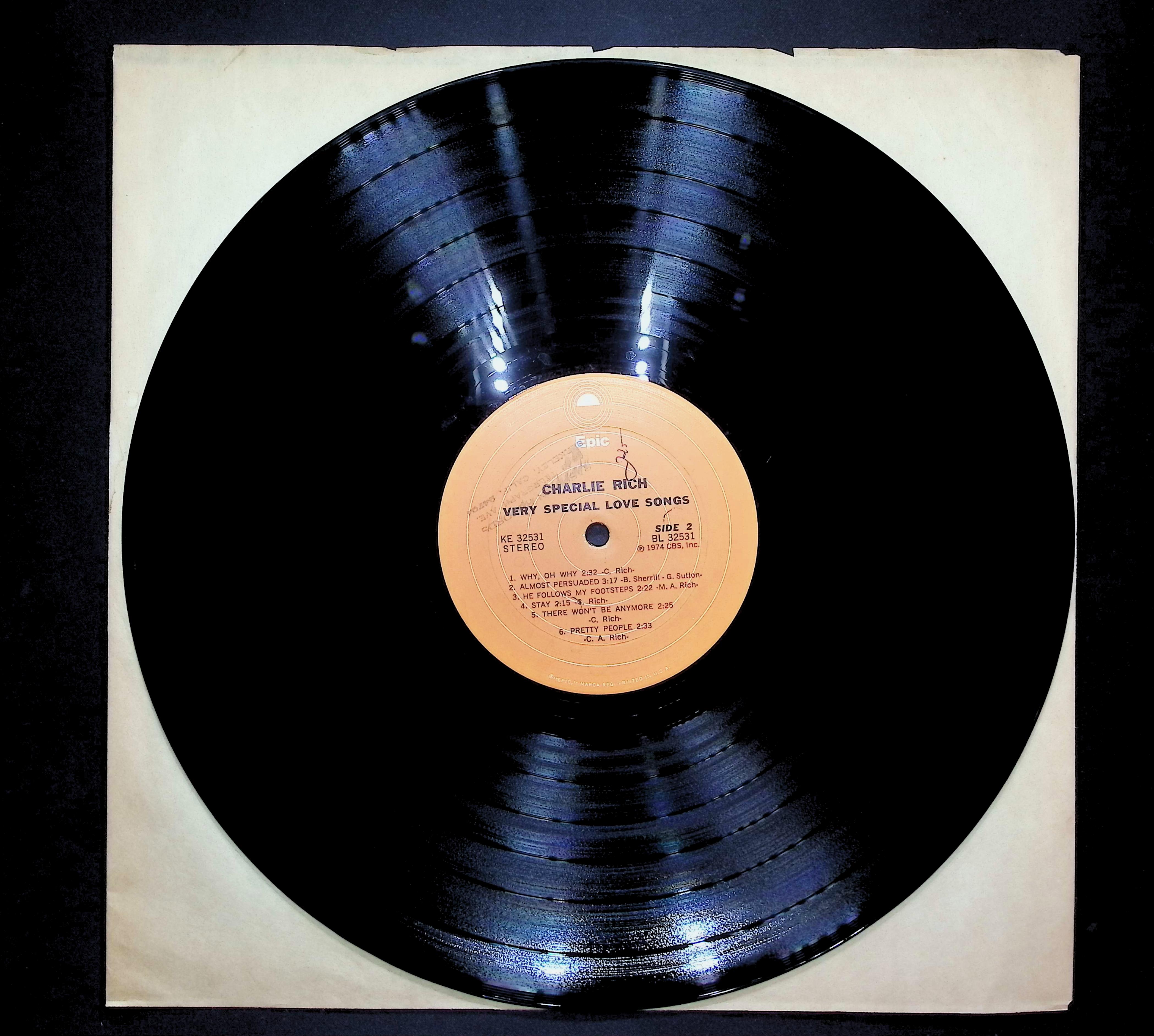 Charlie Rich Very Special Love Songs 1974 LP Folk, World, & Country — image 3
