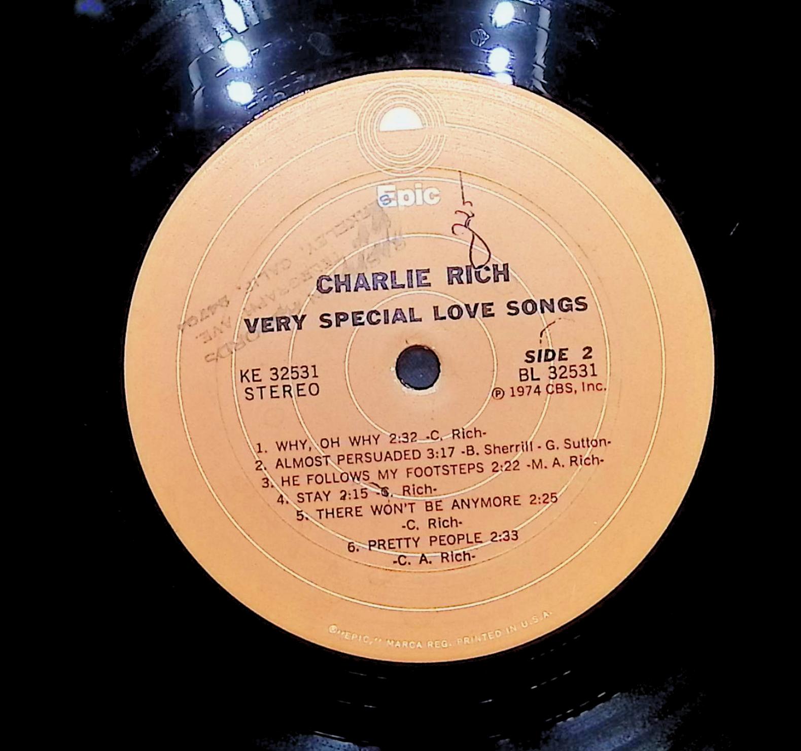 Charlie Rich Very Special Love Songs 1974 LP Folk, World, & Country — image 4