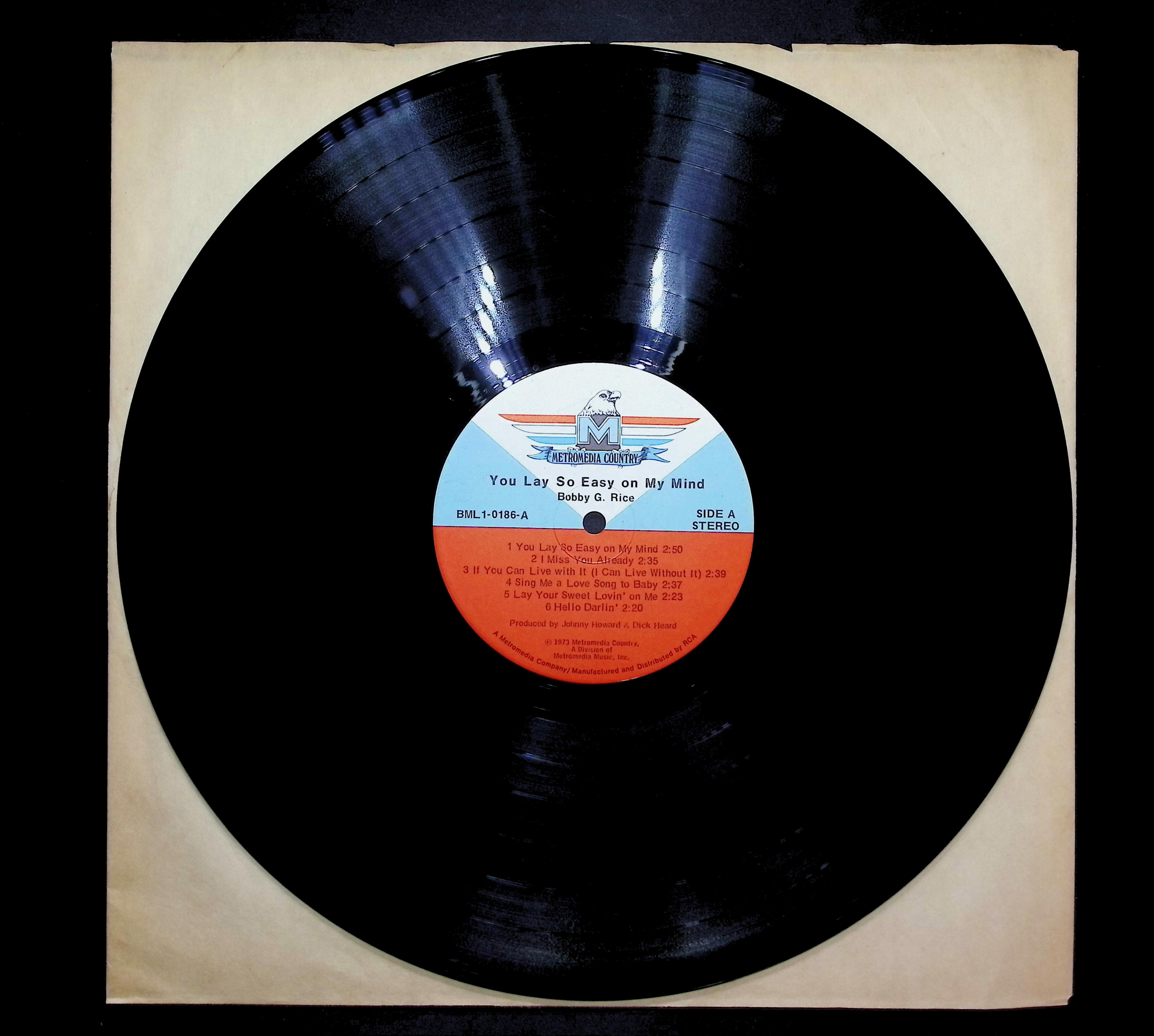 Bobby G. Rice You Lay So Easy On My Mind 1973 LP Folk, World, & Country  — image 3