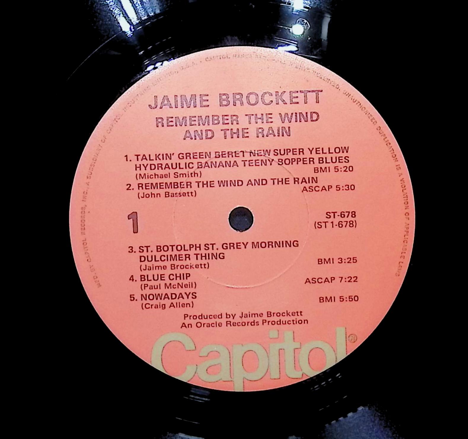 Jaime Brockett Remember The Wind And The Rain 1971 LP Folk, World, & Country  — image 2
