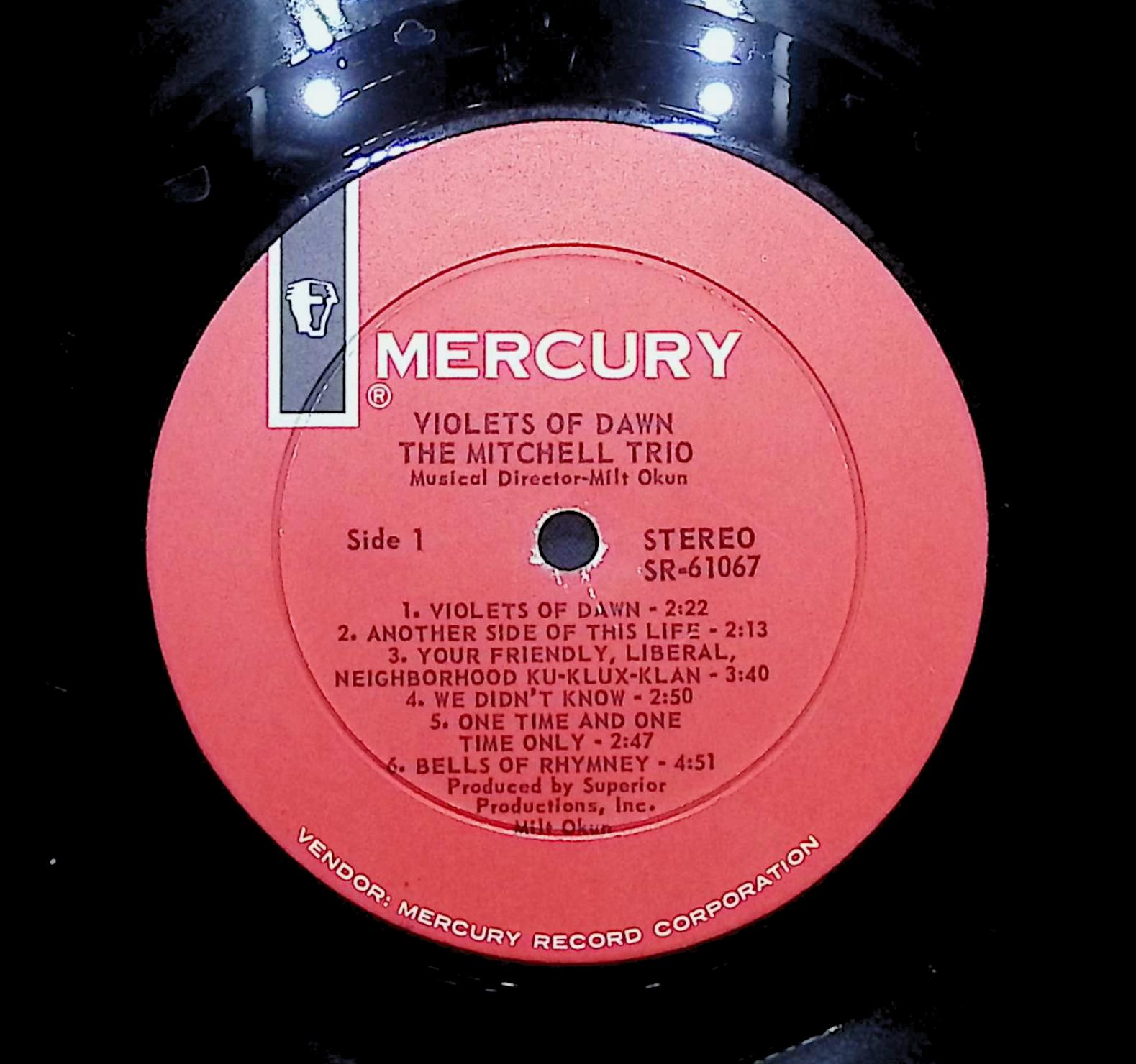 The Mitchell Trio Violets Of Dawn 1965 LP Folk, World, & Country Side 1 & 2  — image 2