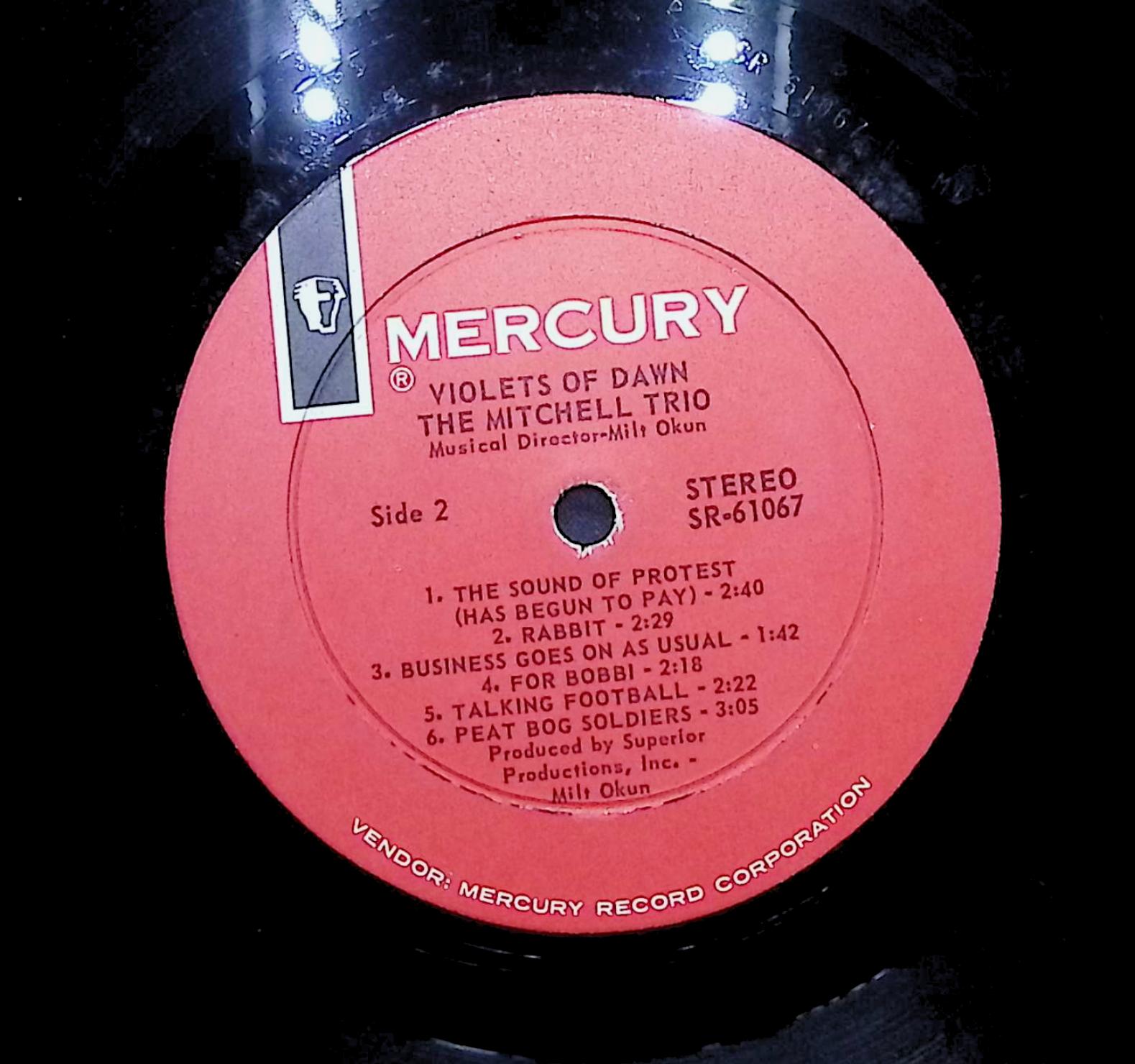 The Mitchell Trio Violets Of Dawn 1965 LP Folk, World, & Country Side 1 & 2  — image 4