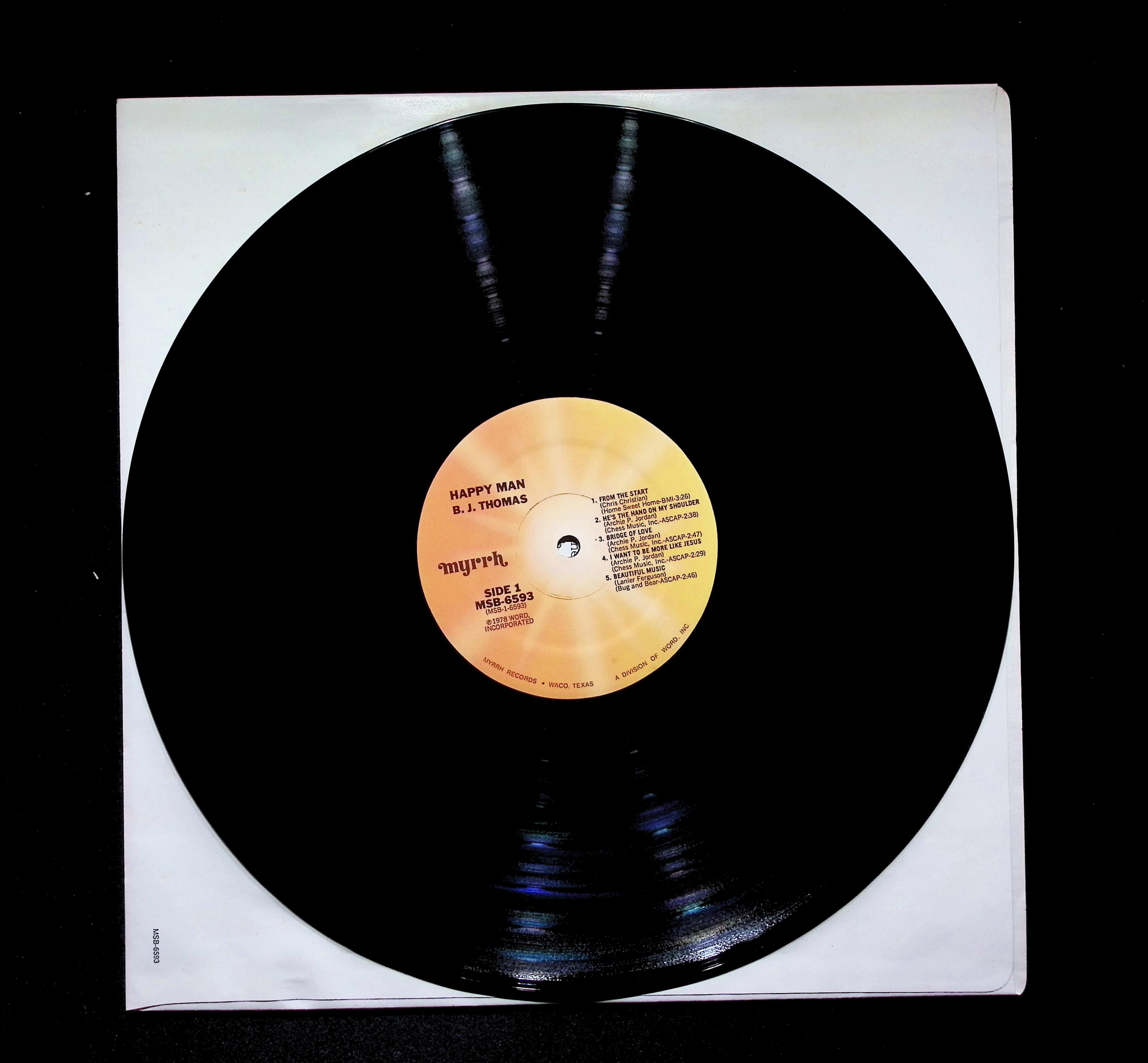 B.J. Thomas Happy Man LP 1978 Myrrh Gospel — image 4