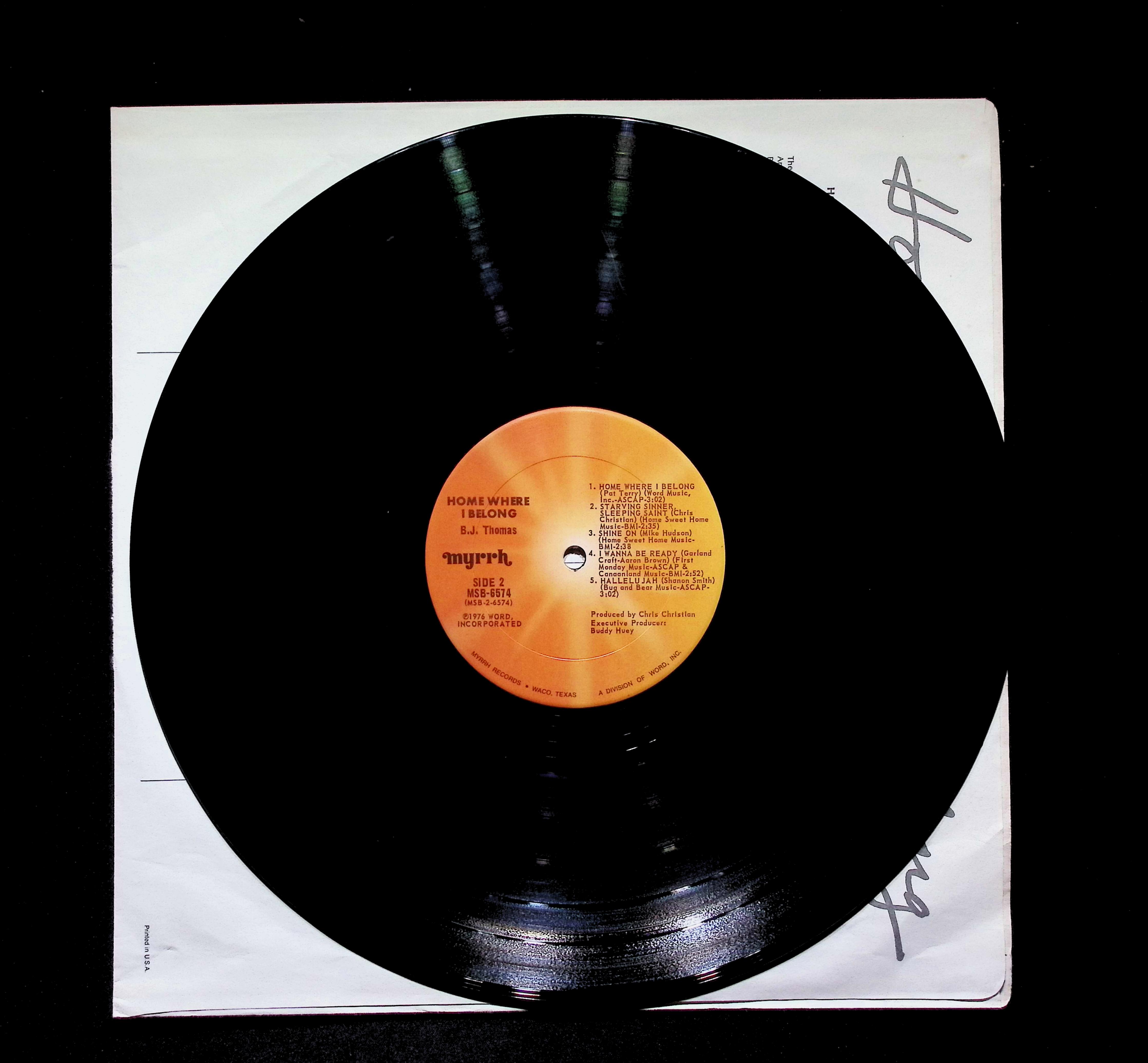 B.J. Thomas Home Where I Belong LP 1976 Myrrh Gospel — image 5