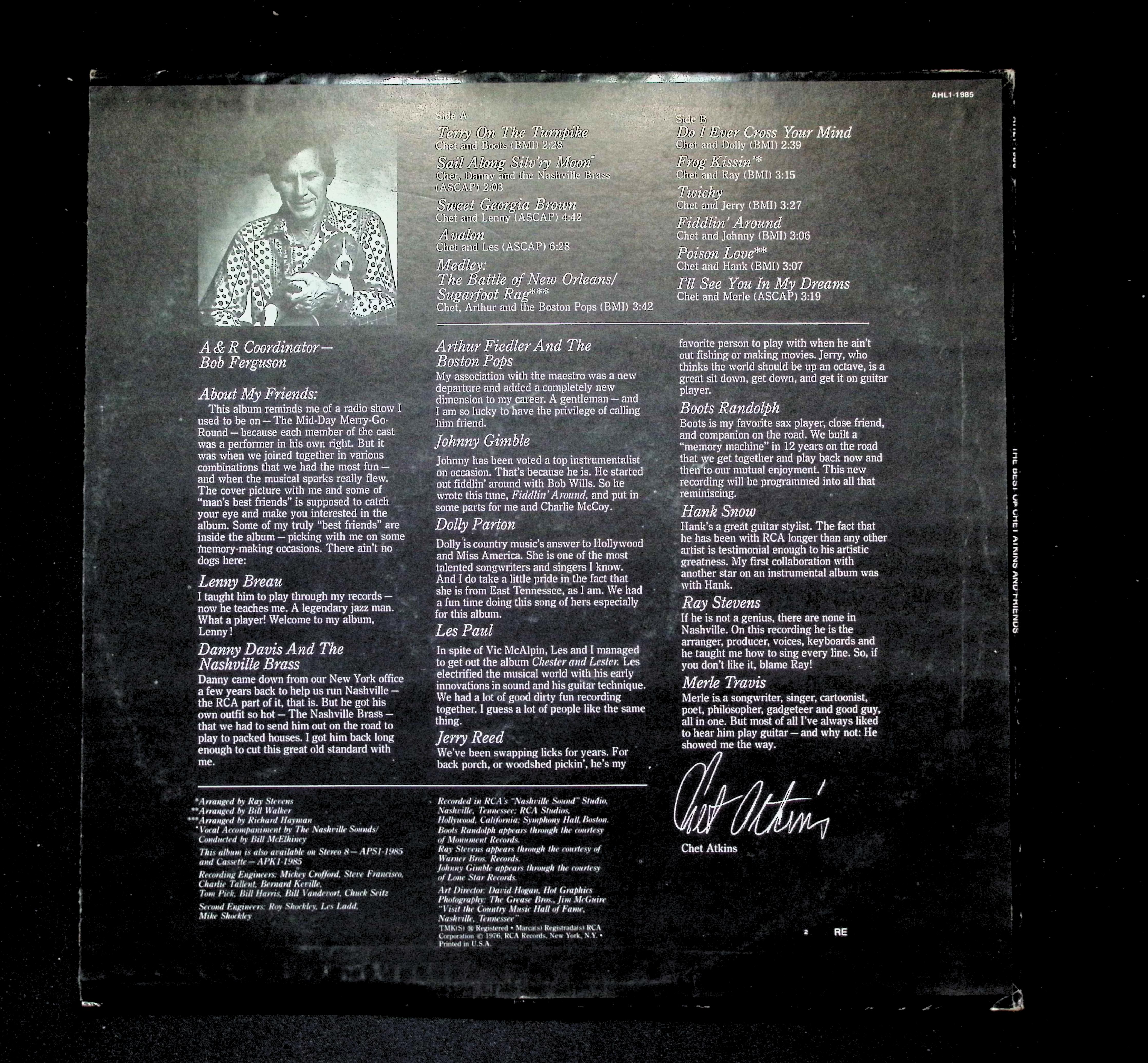 Chet Atkins Best Of LP 1976 RCA Country Compilation — image 2