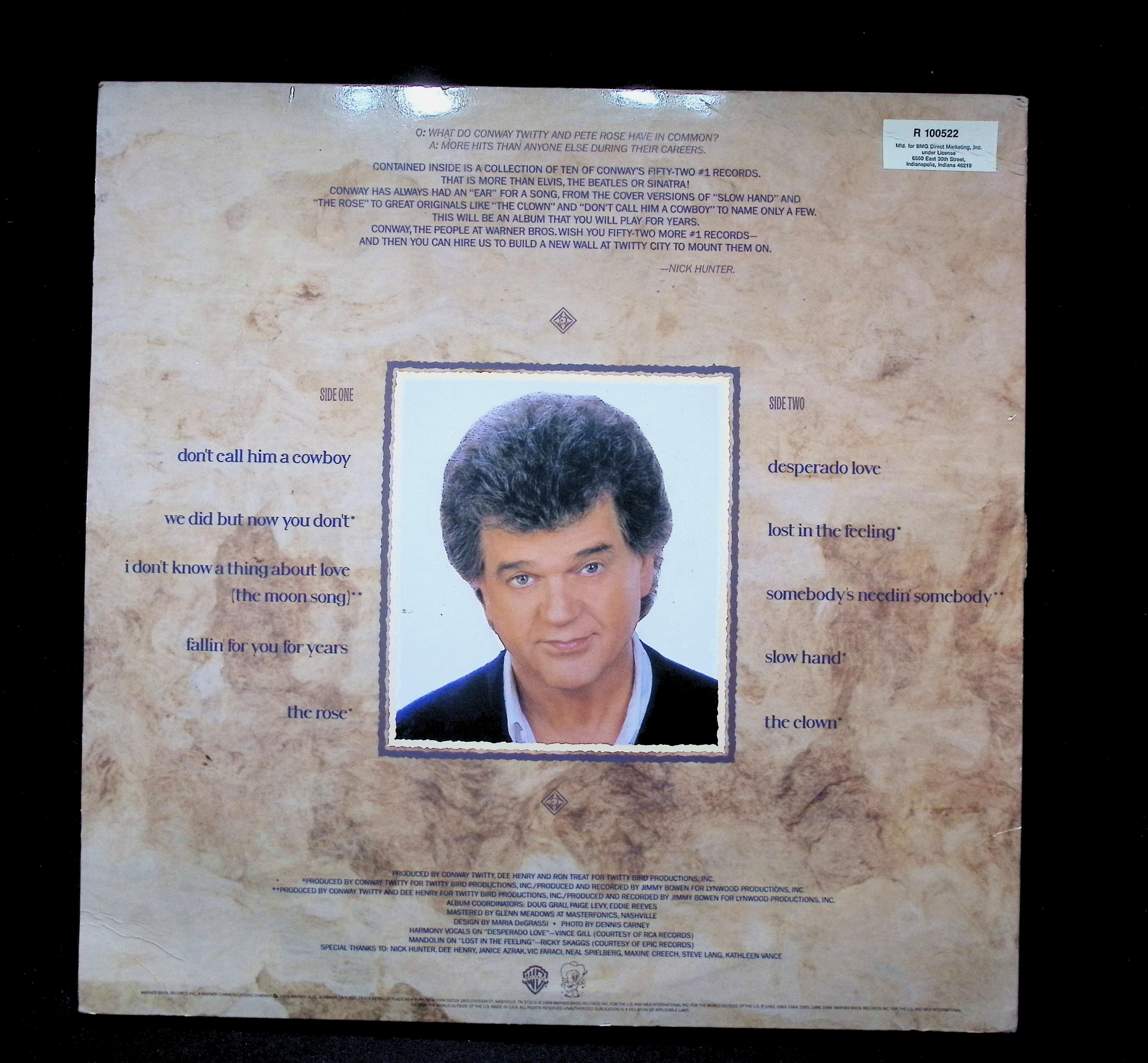 Conway Twitty #1's LP 1988 Warner Bros. Country Compilation — image 2